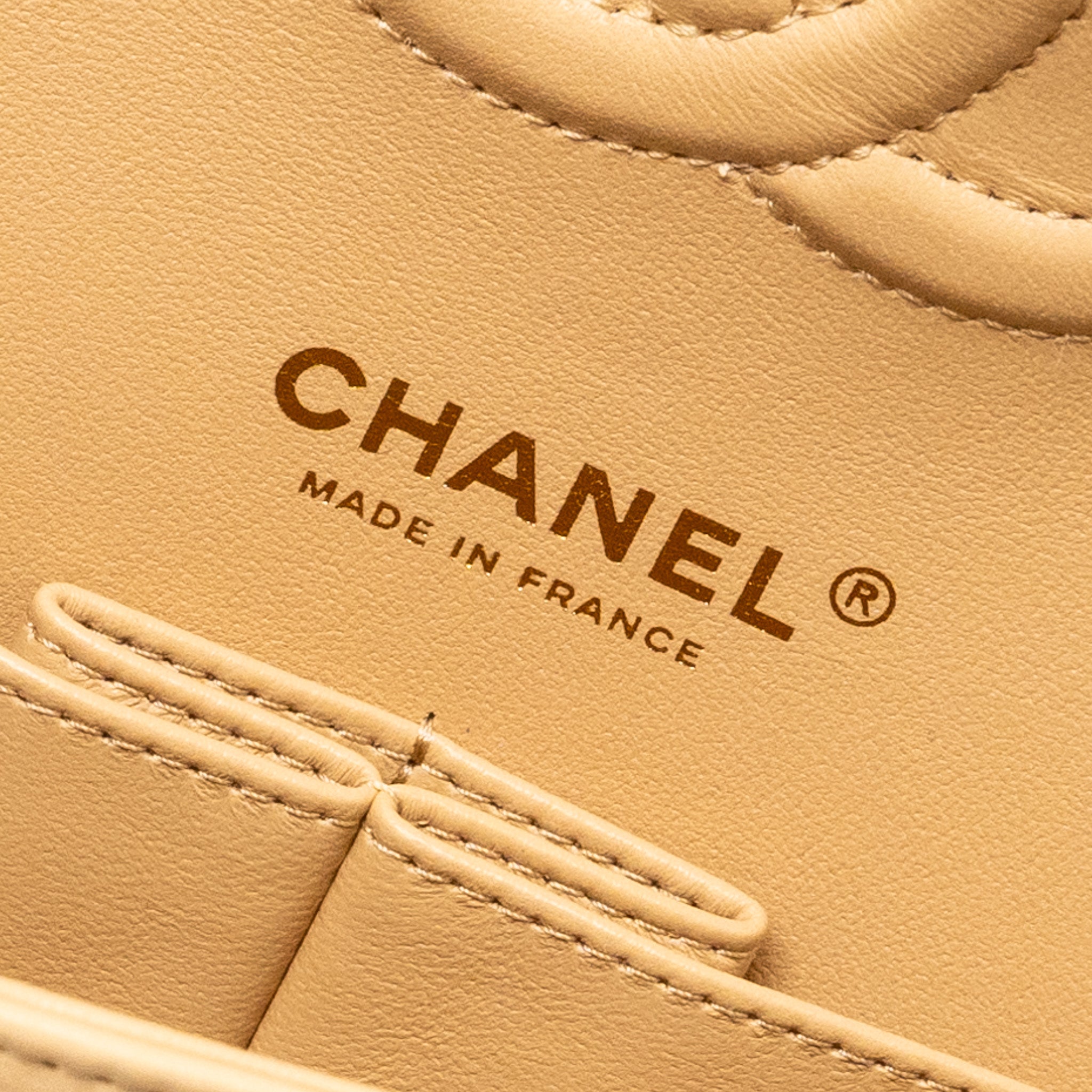 Chanel Medium Classic Double Flap Bag Lambskin Beige LGHW (Microchip) - Image 14