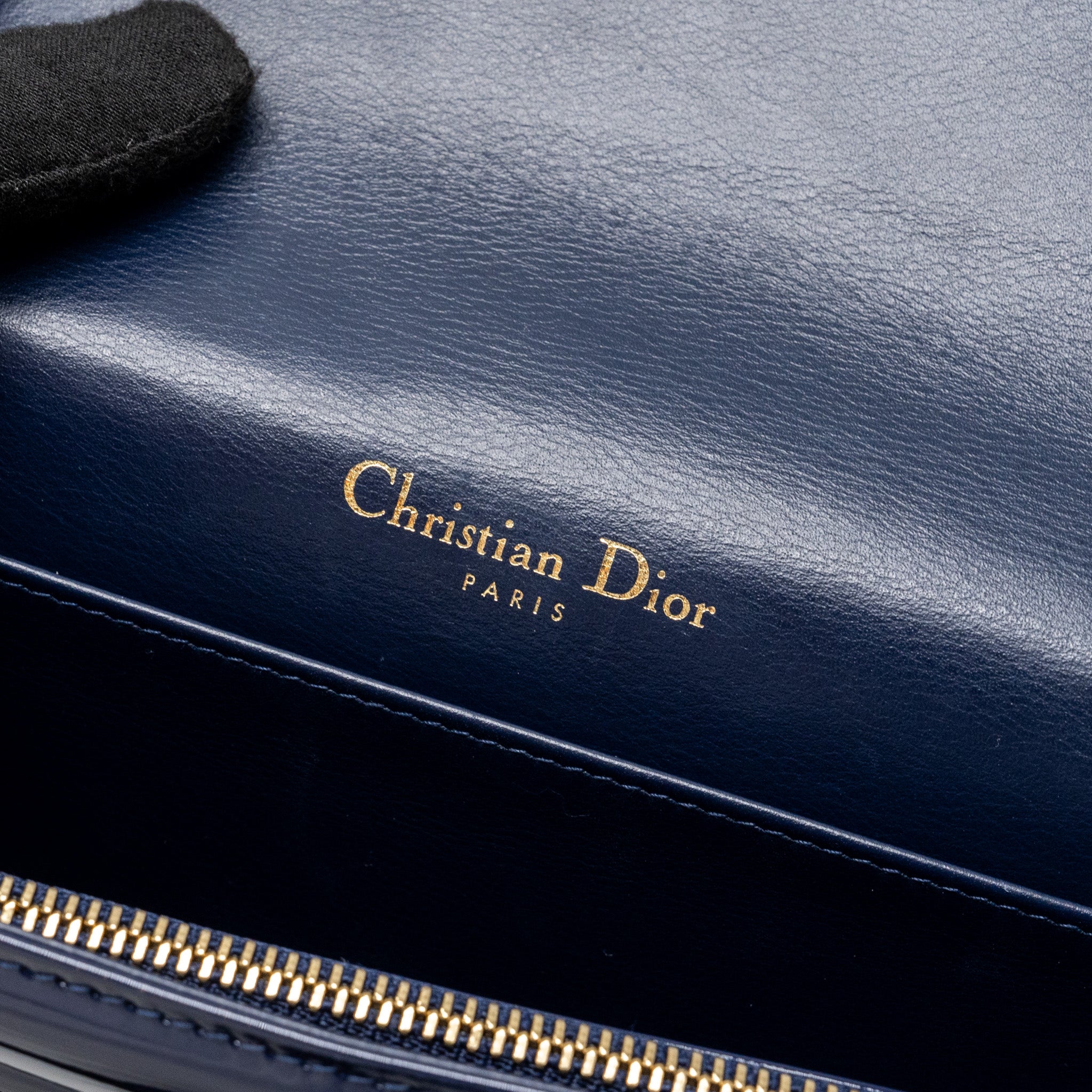 Dior Lady Dior Pouch with Chain patent dark blue LGHW - Image 12