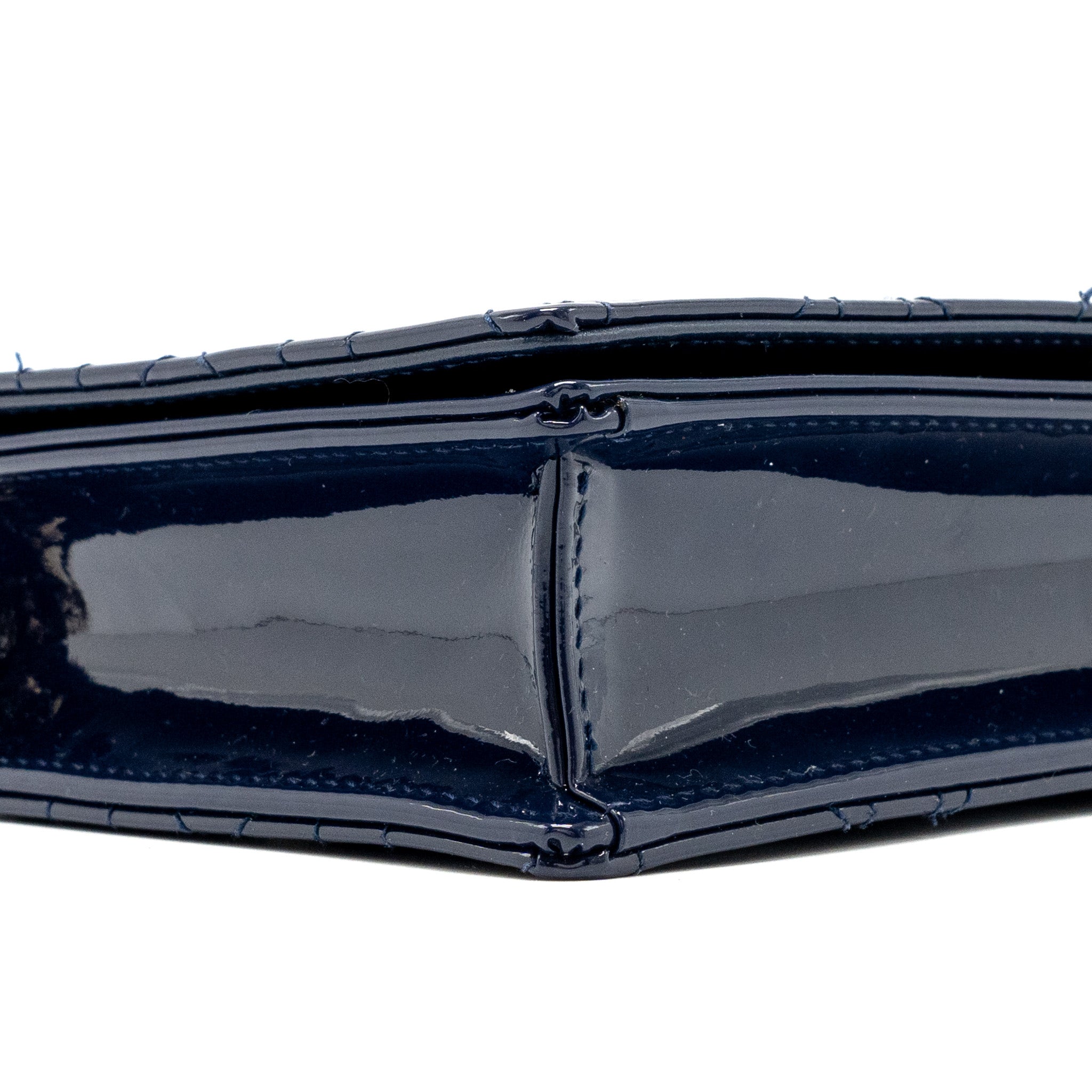Dior Lady Dior Pouch with Chain patent dark blue LGHW - Image 6