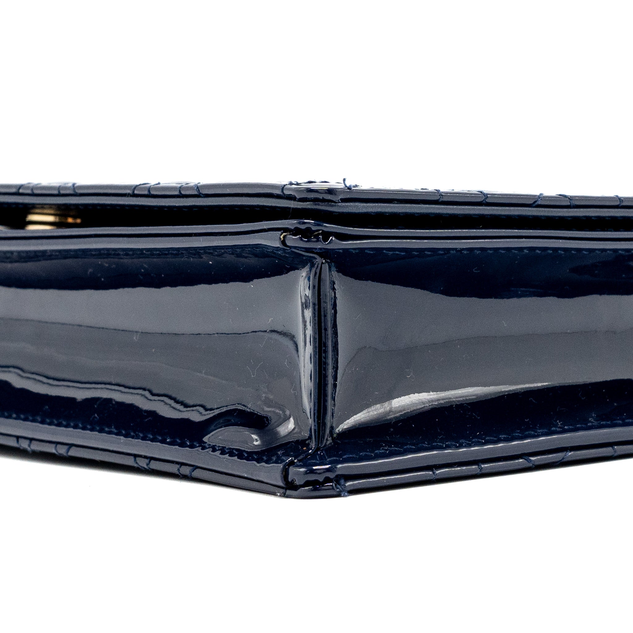 Dior Lady Dior Pouch with Chain patent dark blue LGHW - Image 7
