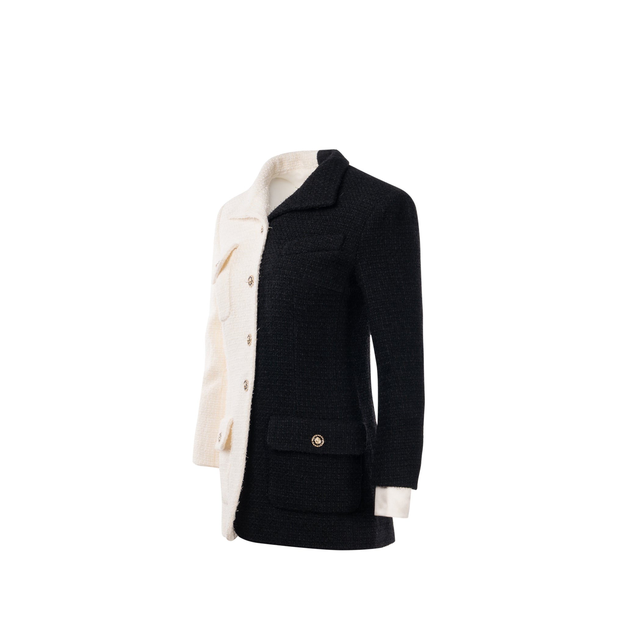 Chanel Size 34 20A Tweed Jacket Wool/Polyamide White/Black - Image 2