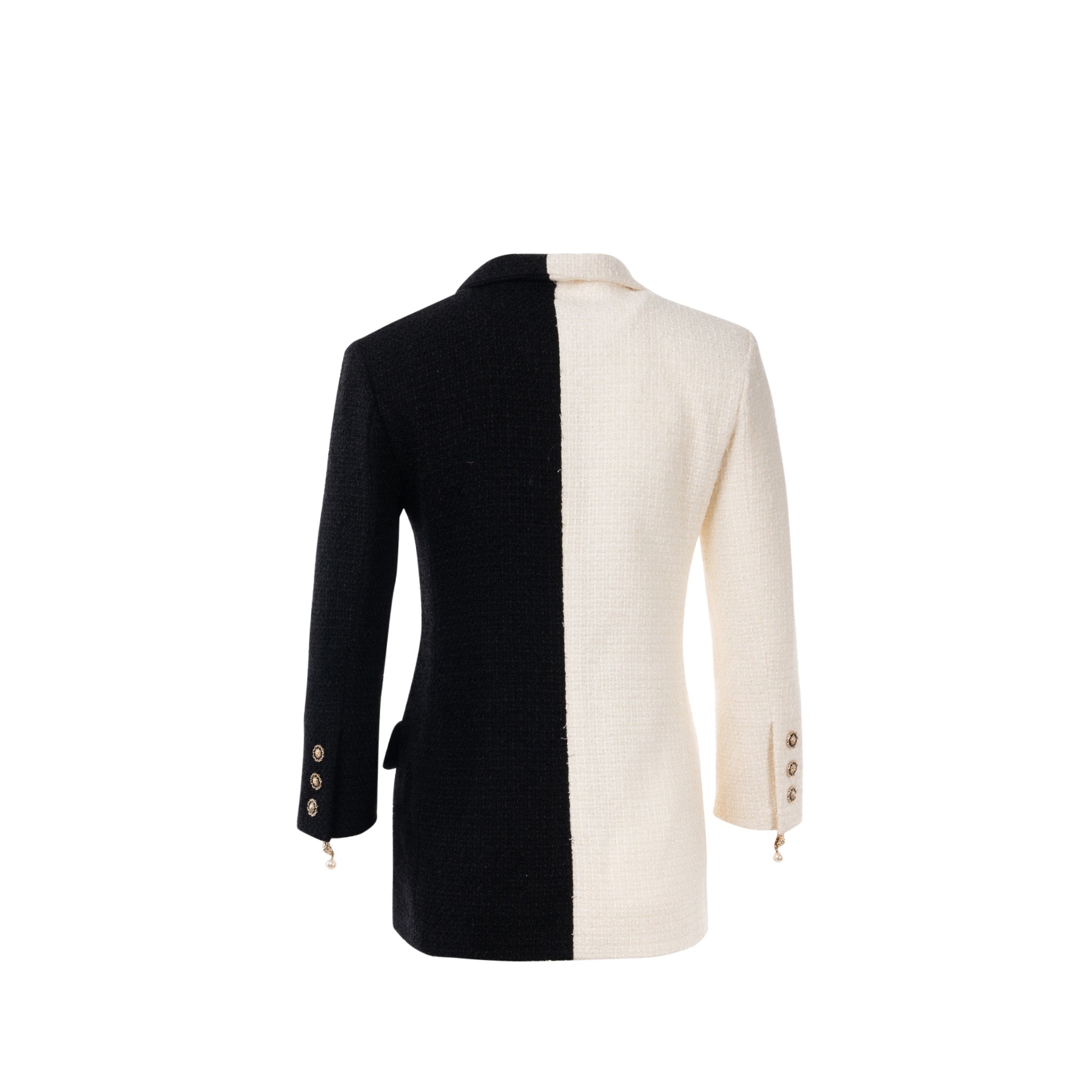 Chanel Size 34 20A Tweed Jacket Wool/Polyamide White/Black - Image 3