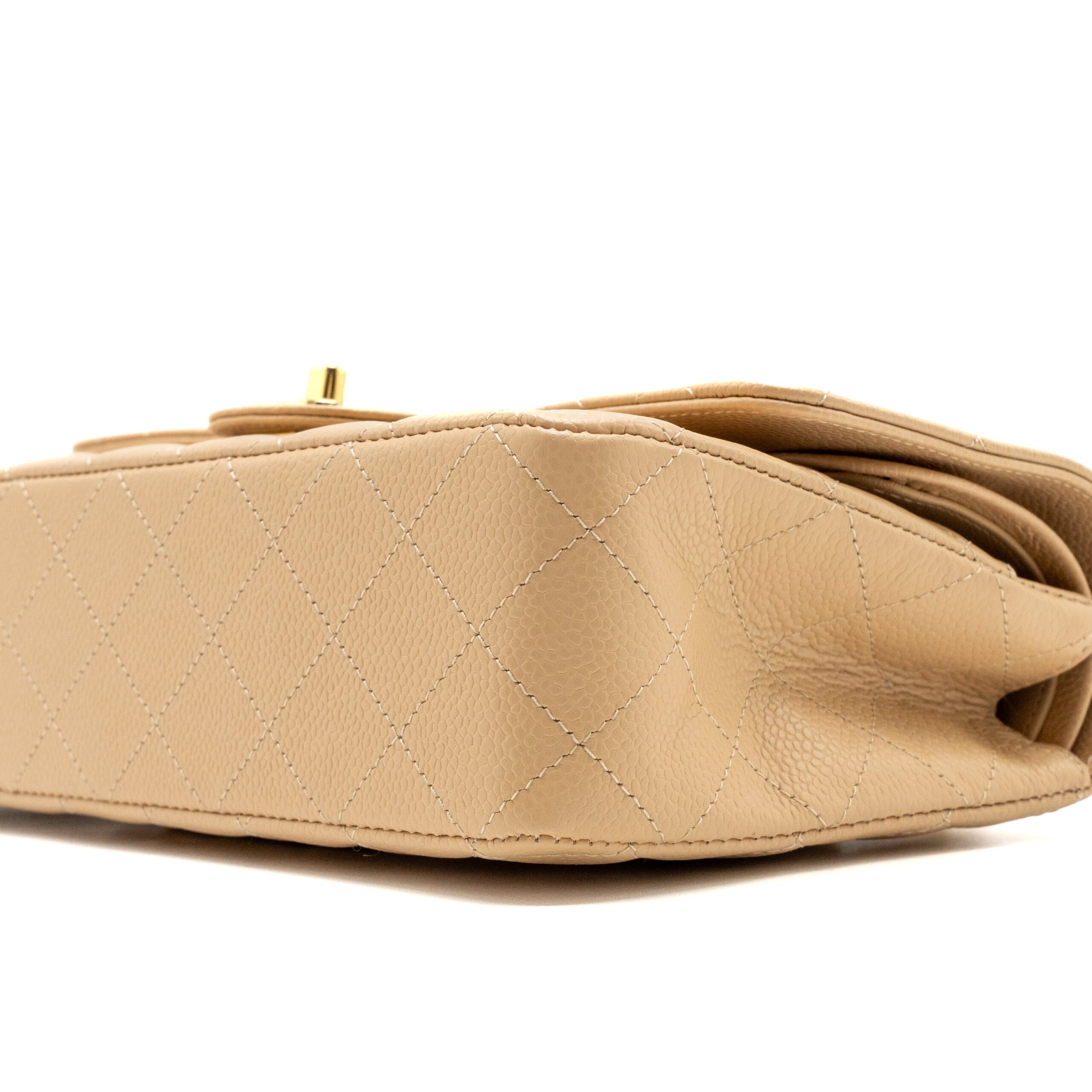 CHANEL MEDIUM CLASSIC DOUBLE FLAP BAG CAVIAR BEIGE GHW (microchip) - Image 8