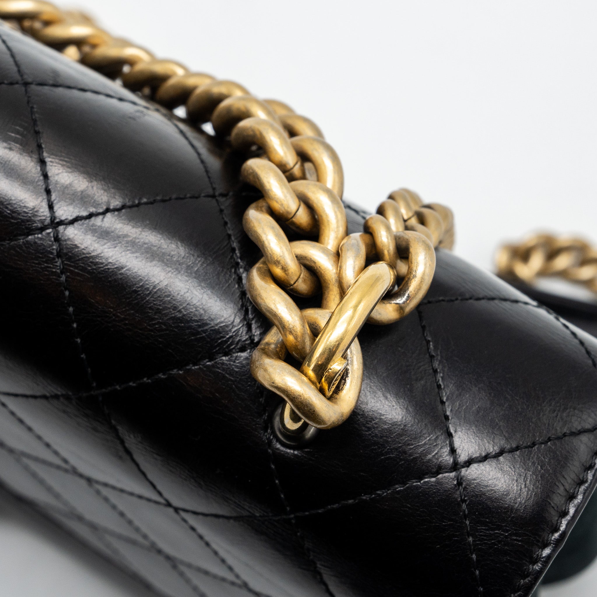 Chanel Flap Bag with chains handle calfskin black GHW - Image 9