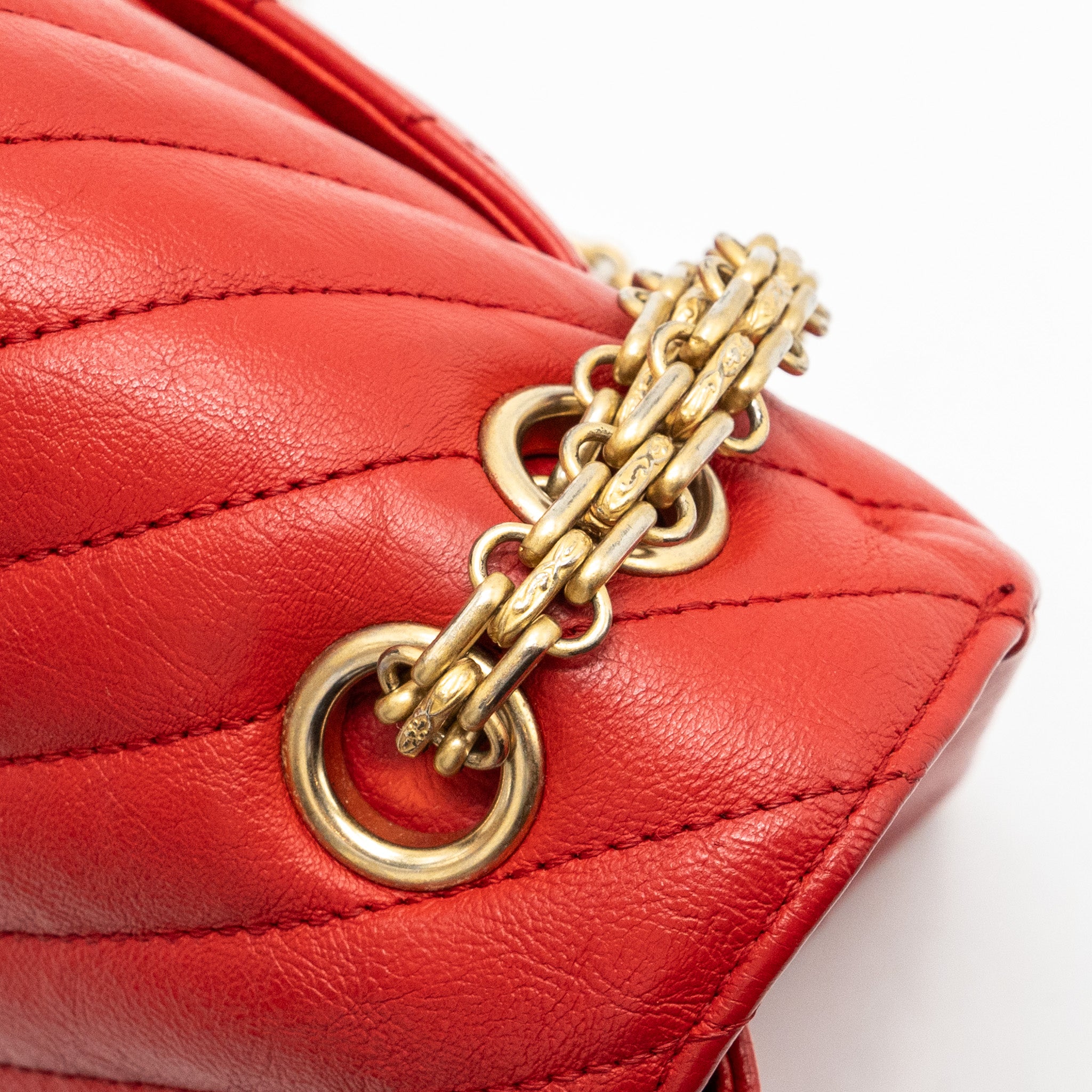 Chanel Small 2.55 Reissue Flap Bag Chevron Calfskin Red GHW - Image 10