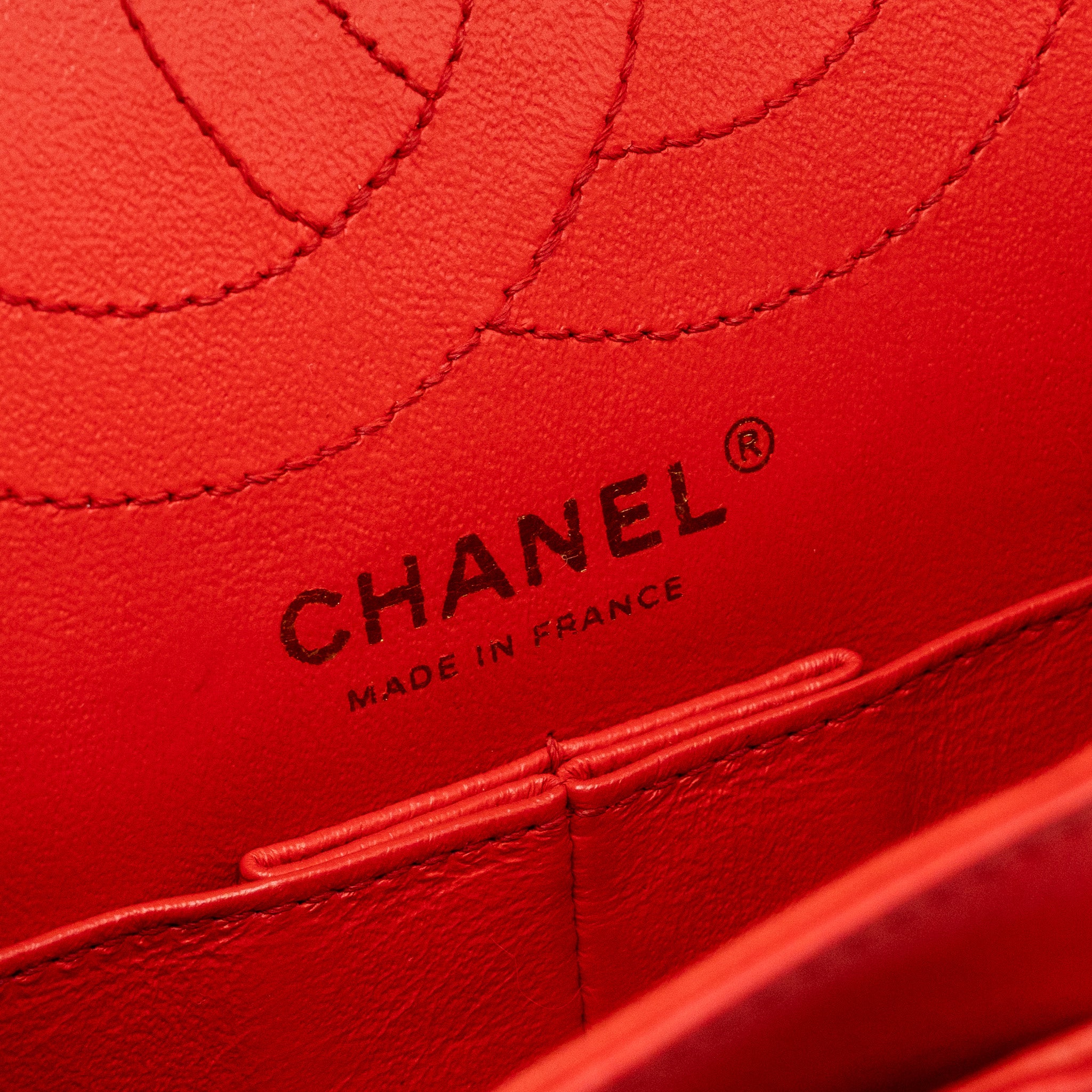 Chanel Small 2.55 Reissue Flap Bag Chevron Calfskin Red GHW - Image 15