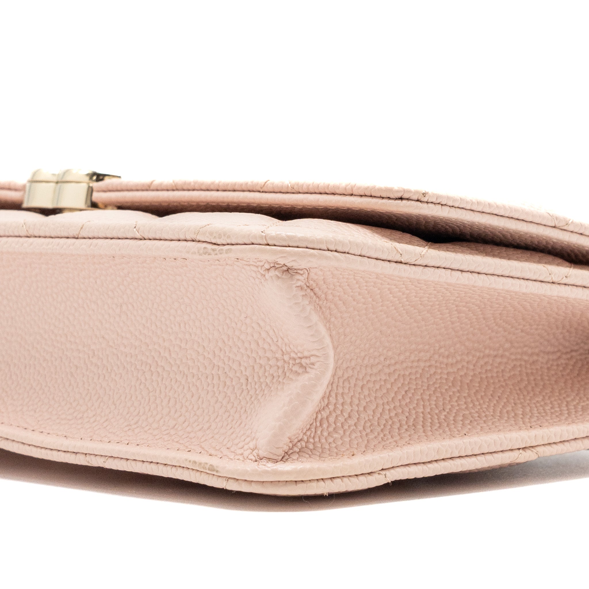 Chanel Enamel logo quilted wallet on chain caviar light pink LGHW - Image 7