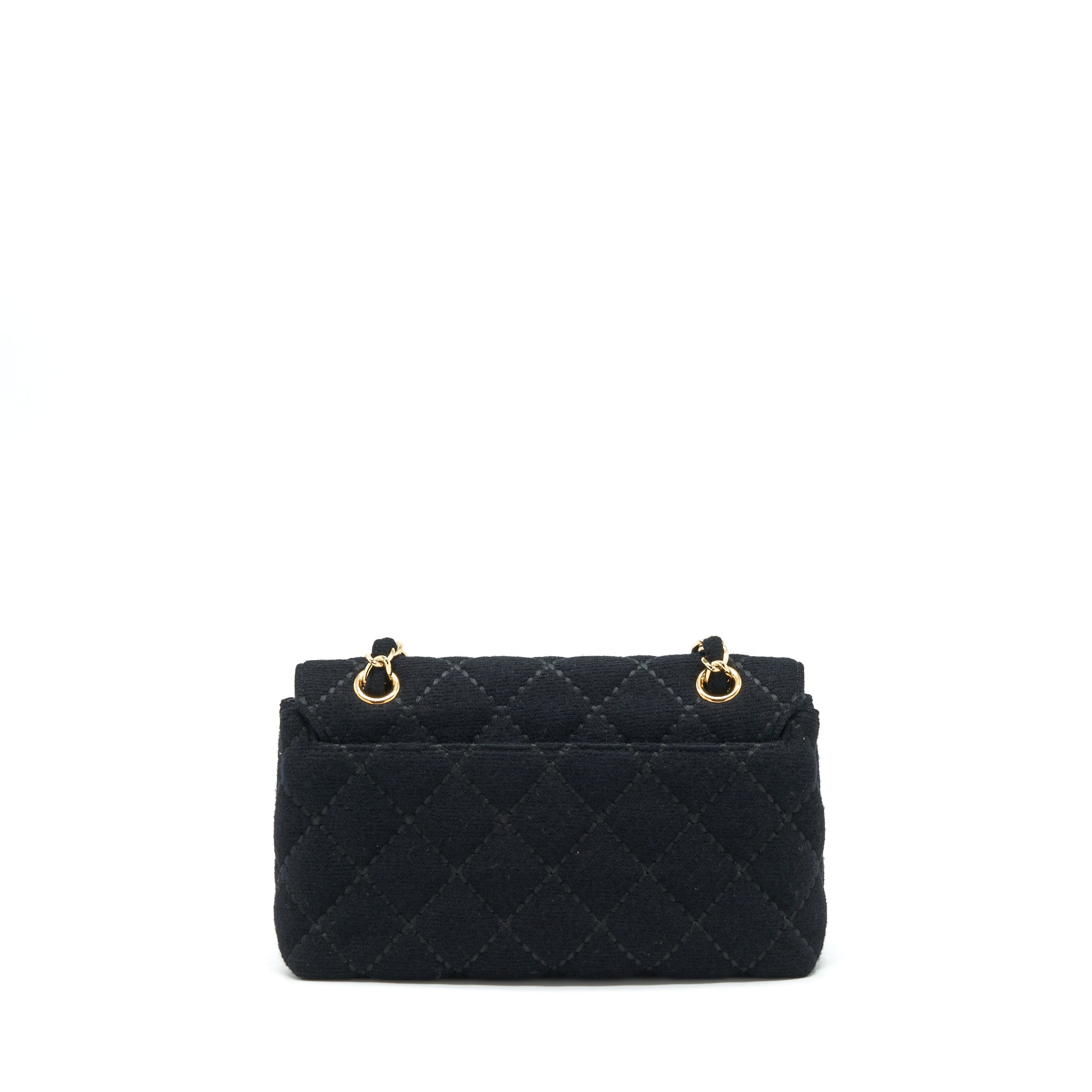Chanel Vintage Shoulder Bag fabric Black GHW With An Extra Bag Charm - Image 2