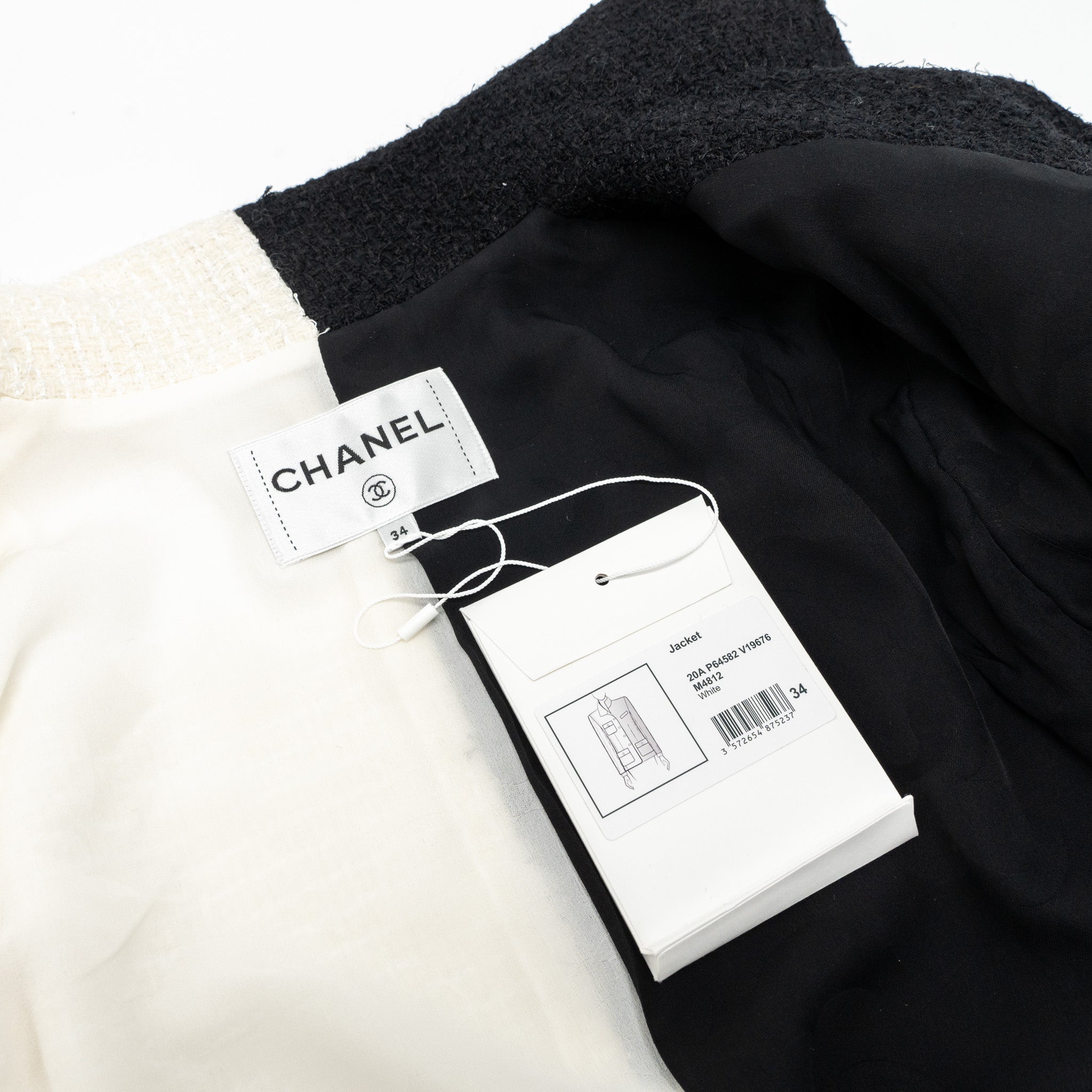 Chanel Size 34 20A Tweed Jacket Wool/Polyamide White/Black - Image 6