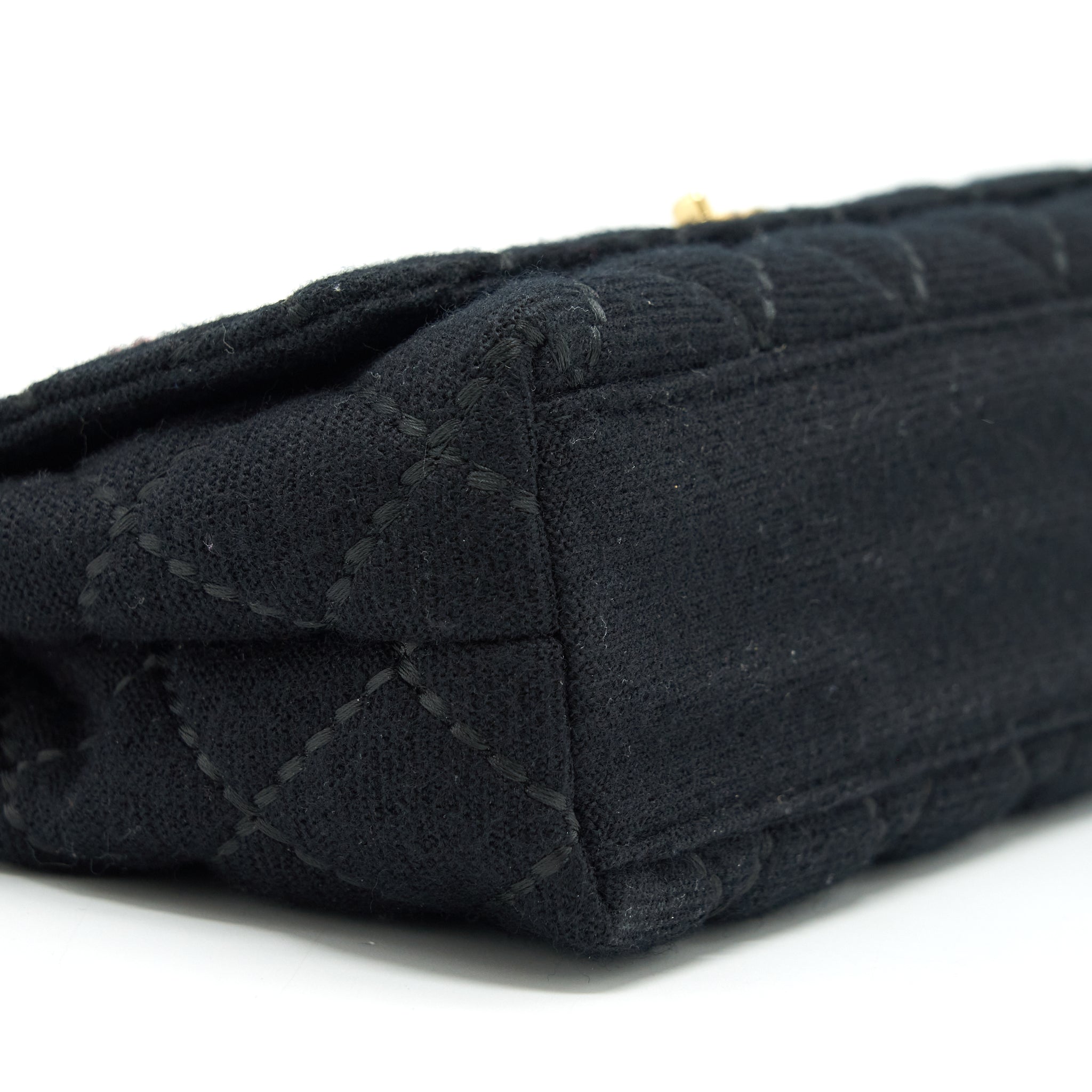 Chanel Vintage Shoulder Bag fabric Black GHW With An Extra Bag Charm - Image 8