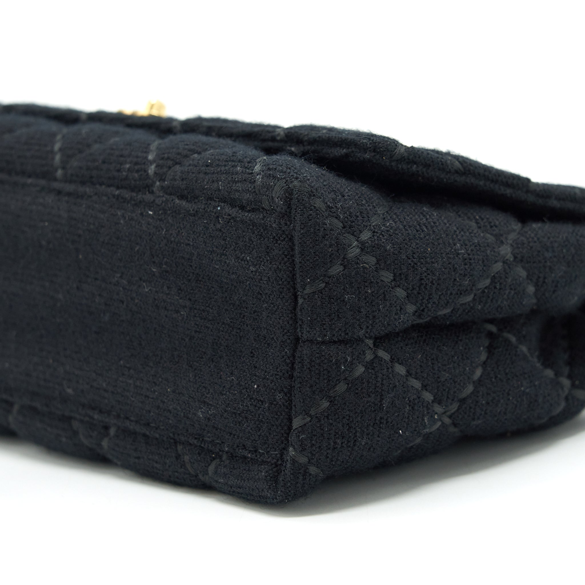 Chanel Vintage Shoulder Bag fabric Black GHW With An Extra Bag Charm - Image 9