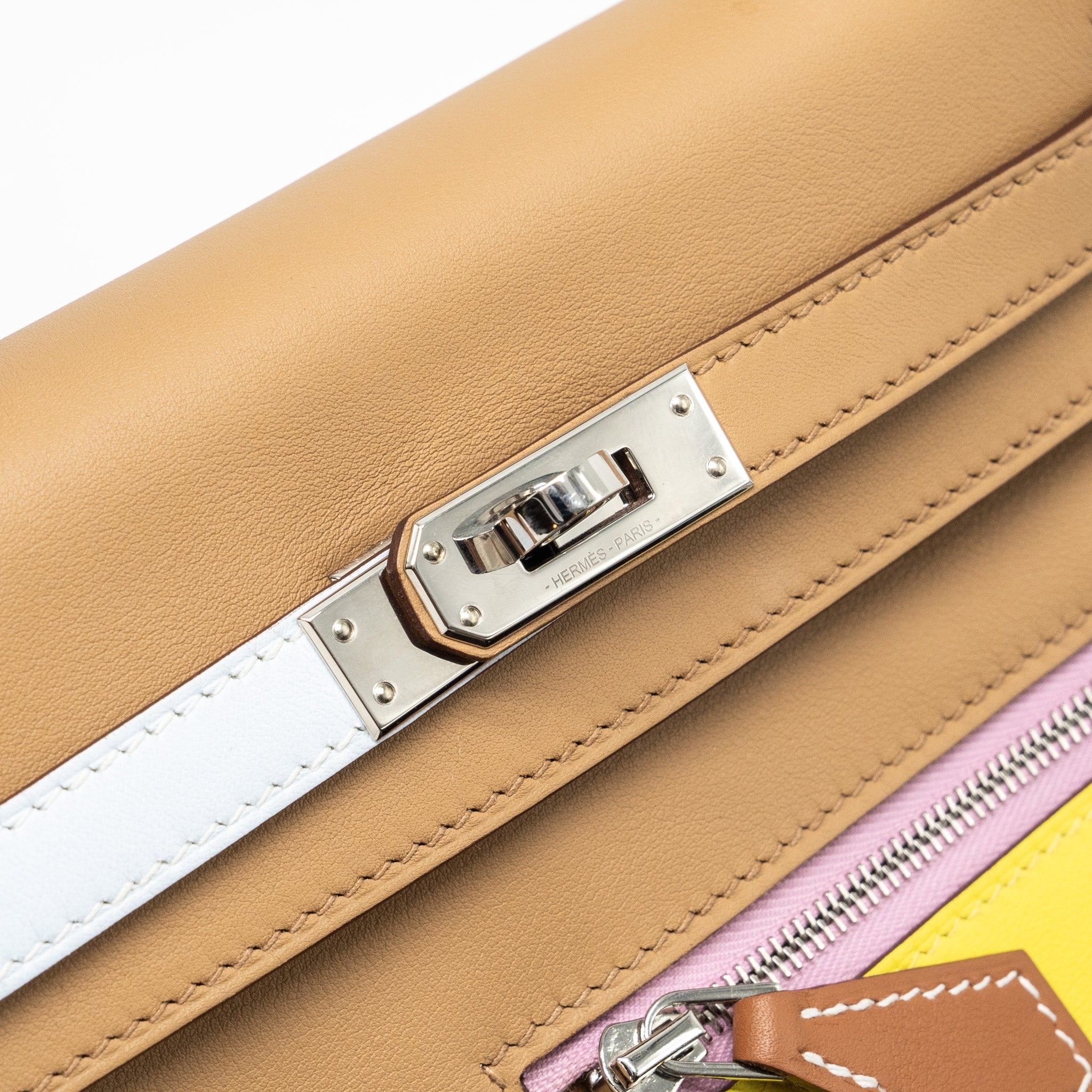 Hermes Kelly 25 colormatic swift chai / blue brume / lime / mauve Sylvestre SHW stamp U - Image 11