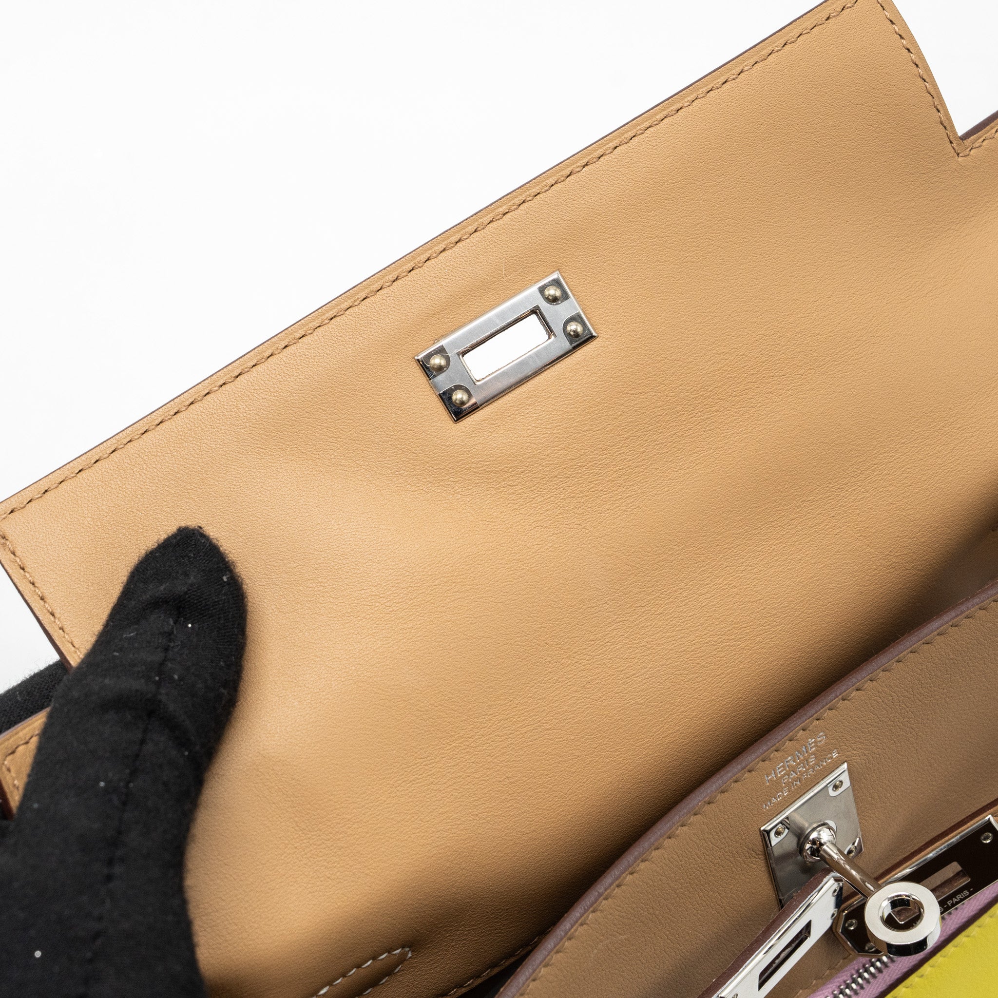 Hermes Kelly 25 colormatic swift chai / blue brume / lime / mauve Sylvestre SHW stamp U - Image 12