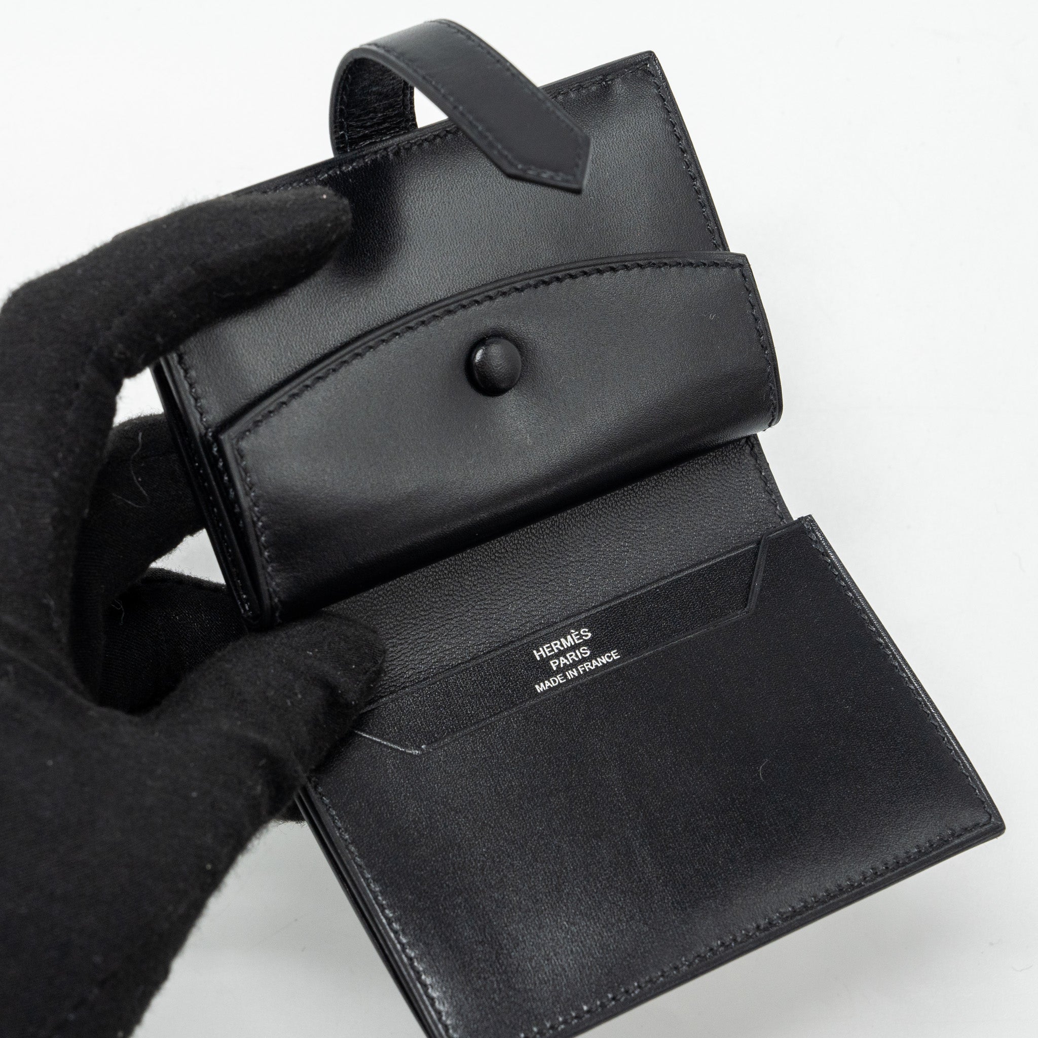 Hermes Bearn Mini Wallet Box Calfskin So Black Stamp B - Image 8