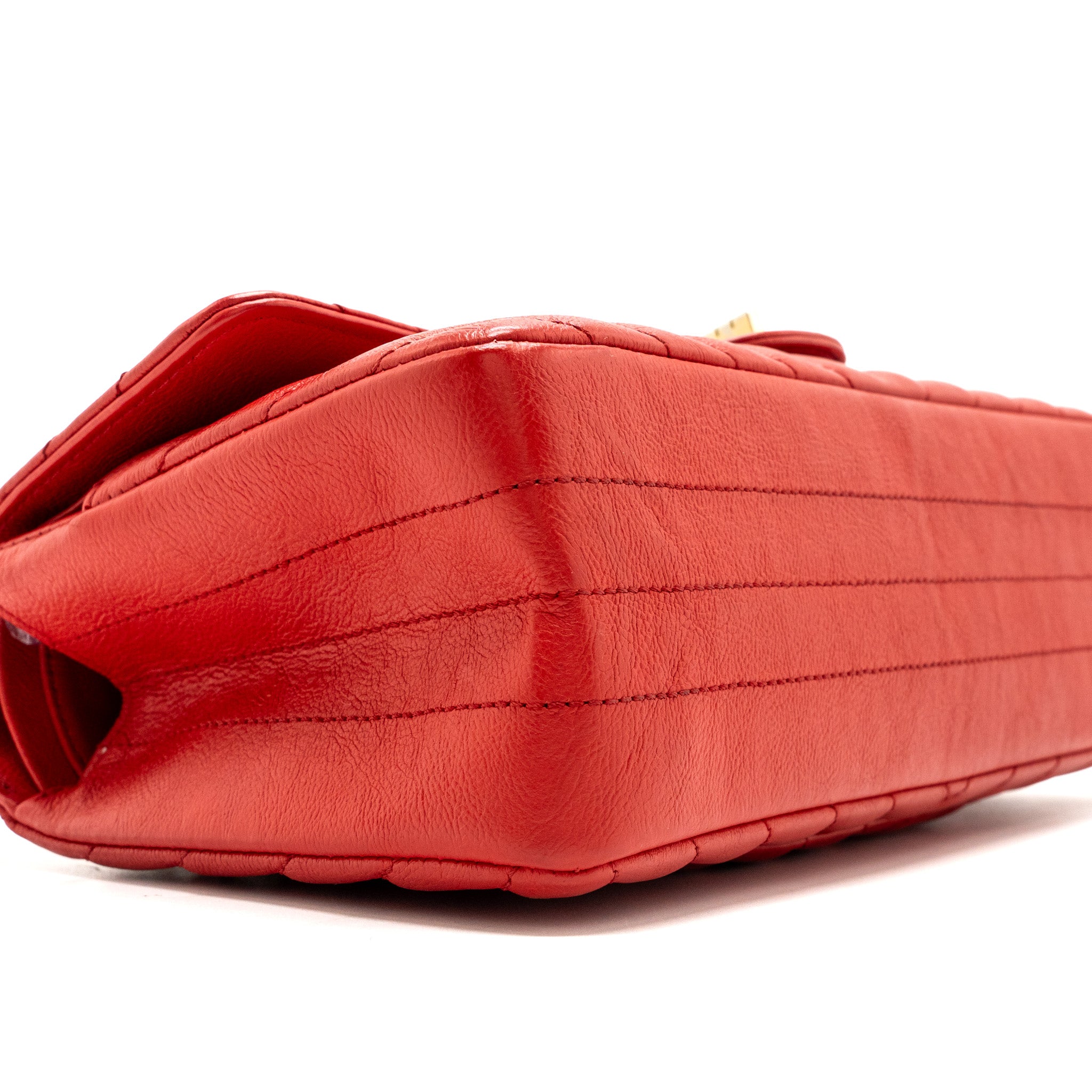 Chanel Small 2.55 Reissue Flap Bag Chevron Calfskin Red GHW - Image 7