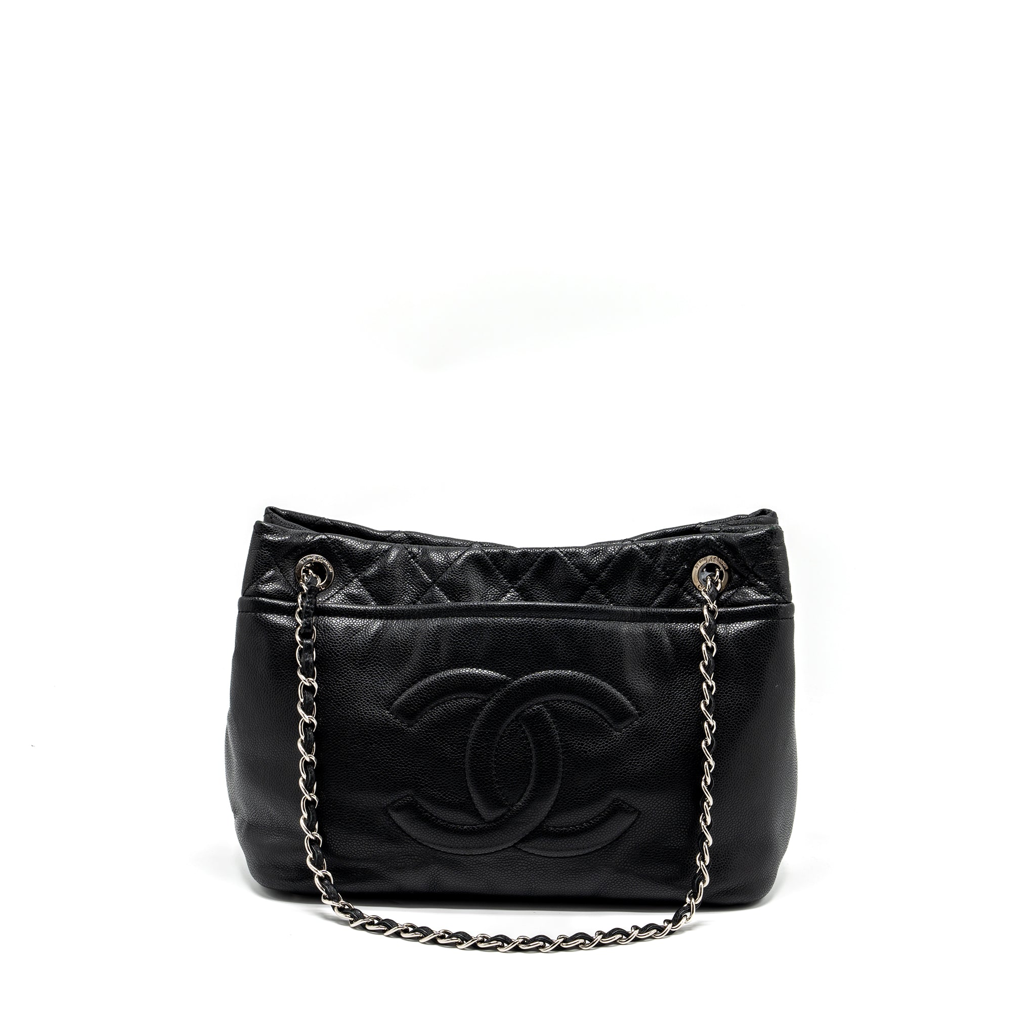 Chanel mattresses chain tote bag caviar black SHW