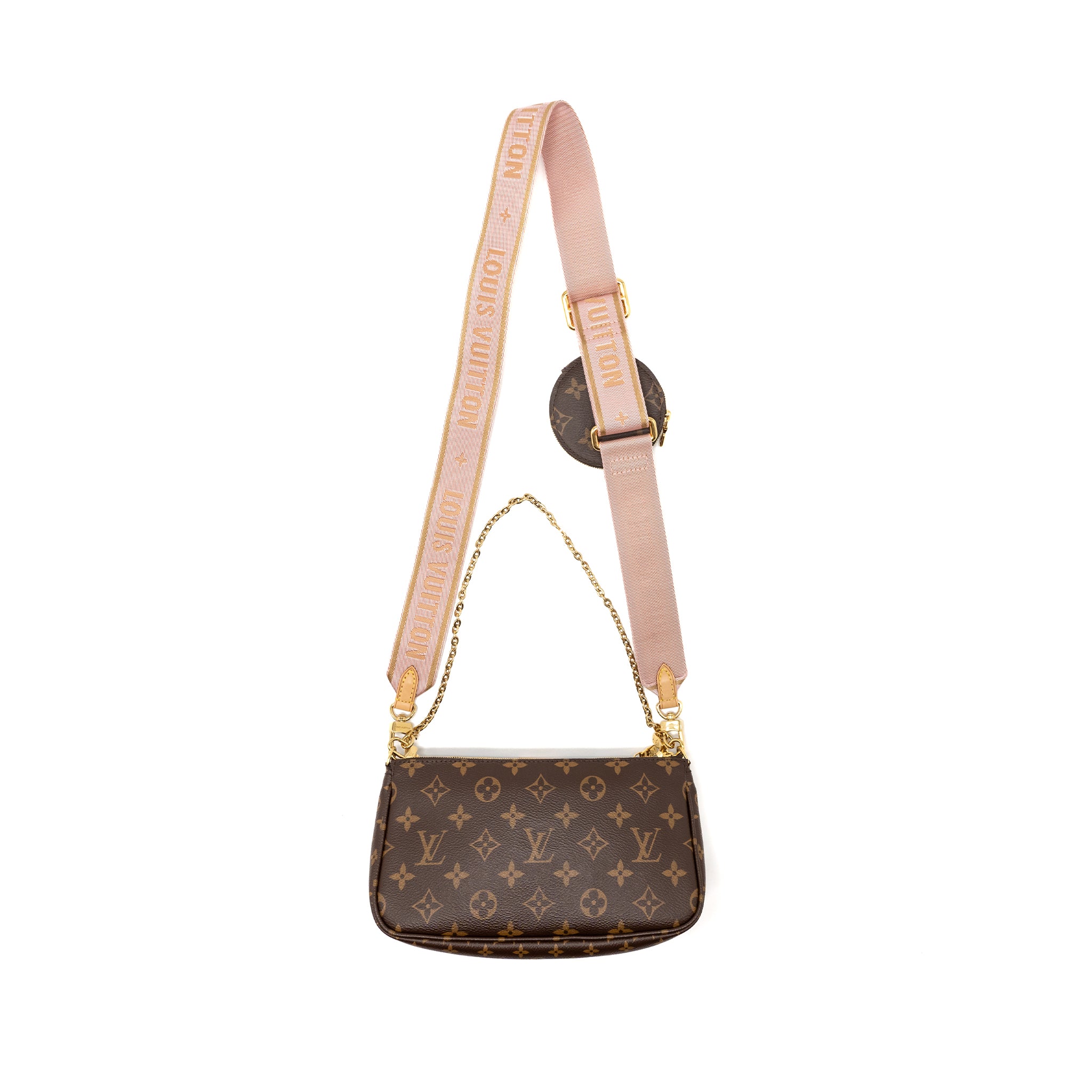 Louis Vuitton multi pochette monogram canvas rose Clair GHW - Image 2