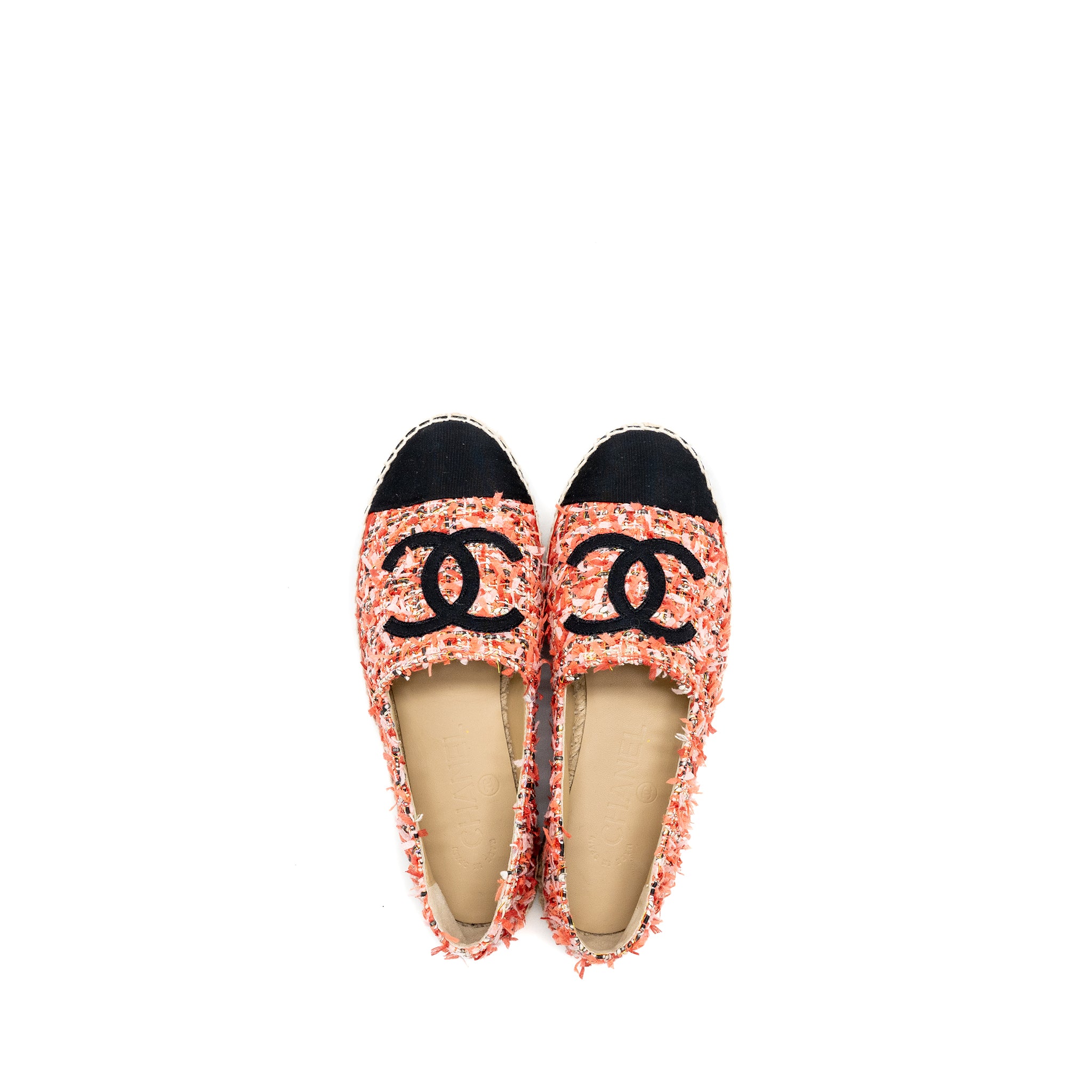 Chanel Size 35 Espadrilles tweed pink / black - Image 4