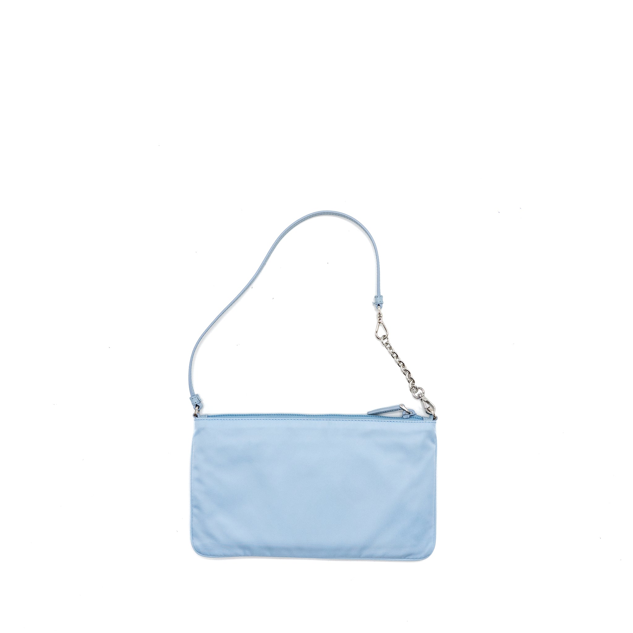 Prada Re-Nylon zip shoulder bag light blue SHW - Image 2