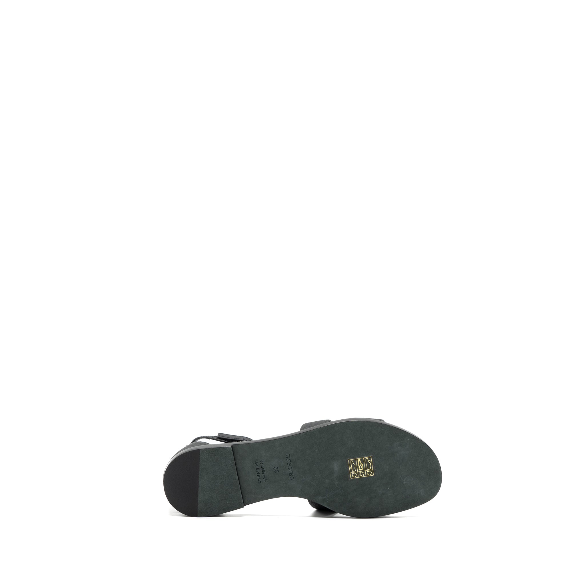 HERMES SIZE 38 SANTORINI SANDALS LEATHER Black SHW - Image 7