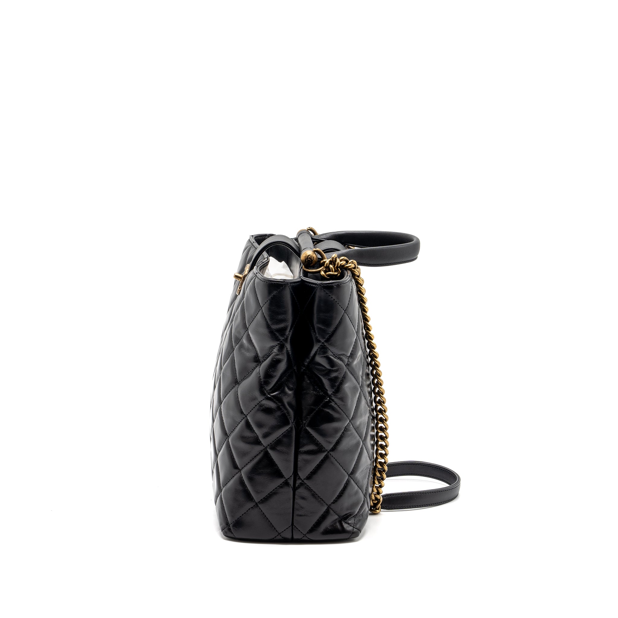 Chanel Large Tote Bag Calfskin Black Brushed GHW - Image 4