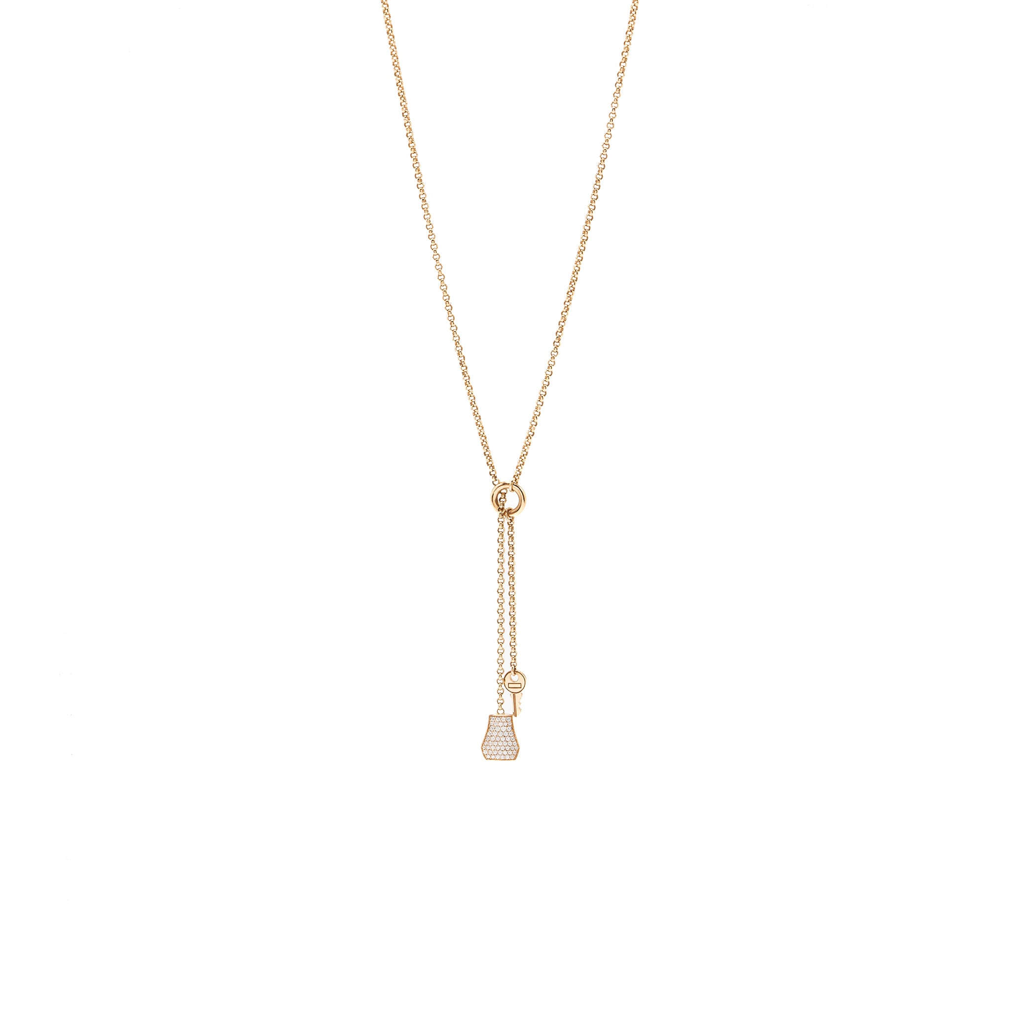 Hermes Kelly Clochette Necklace, Small Model Rose Gold, Diamonds