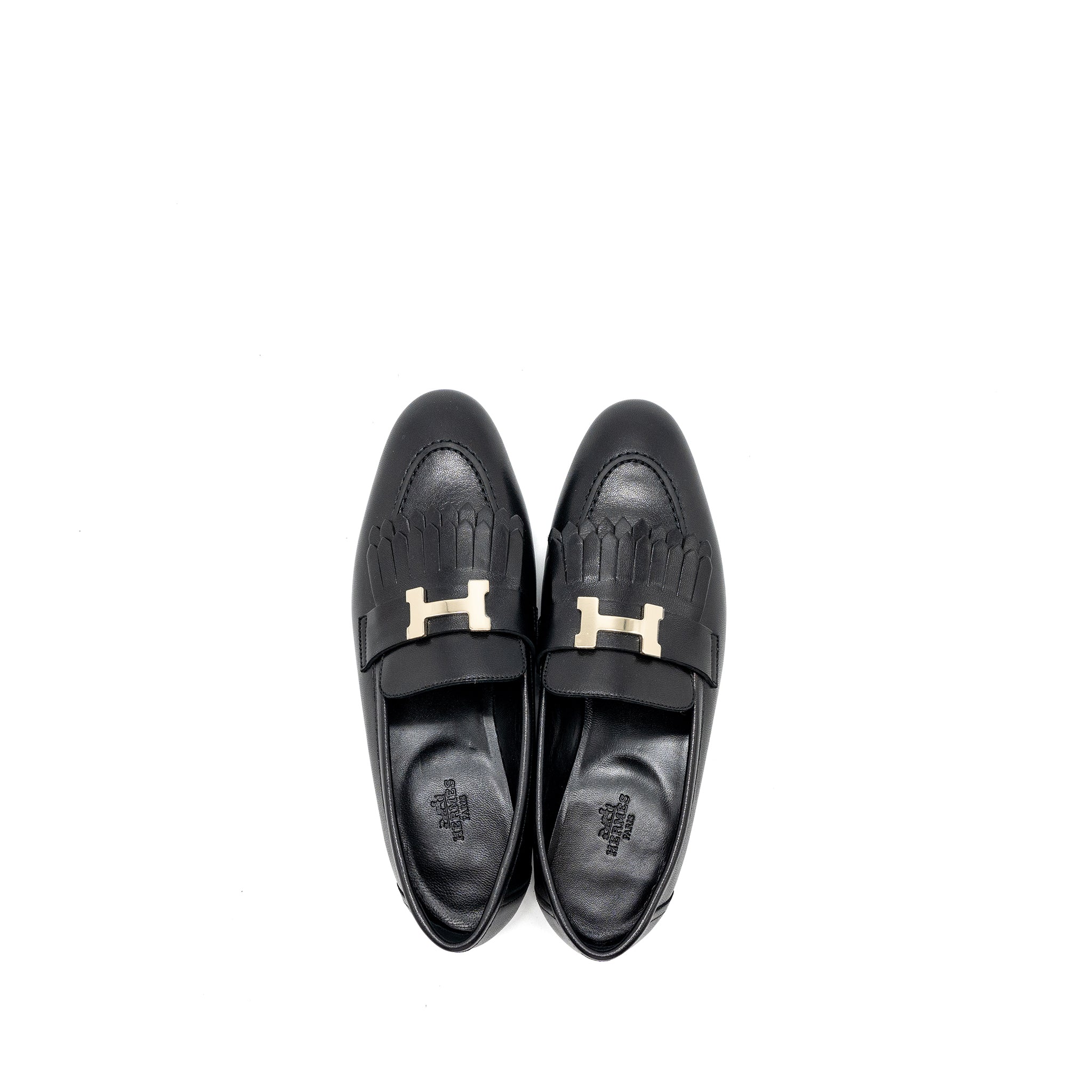 Hermes Size 38.5 Mocassins Royal Loafer Black GHW - Image 4