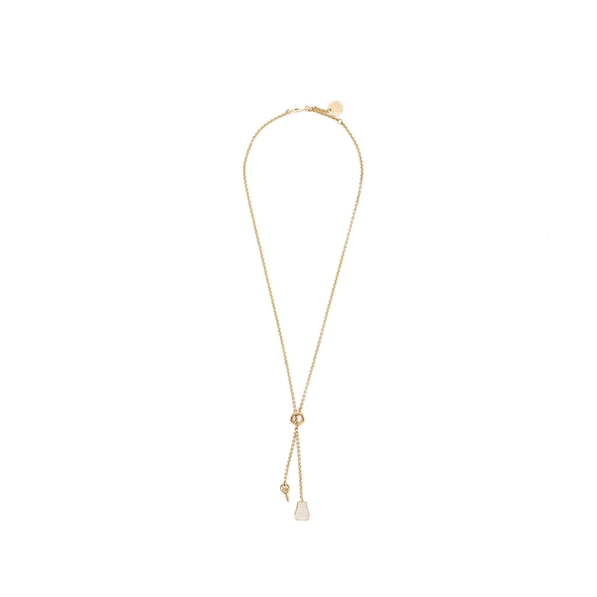 Hermes Kelly Clochette Necklace, Small Model Rose Gold, Diamonds - Image 3