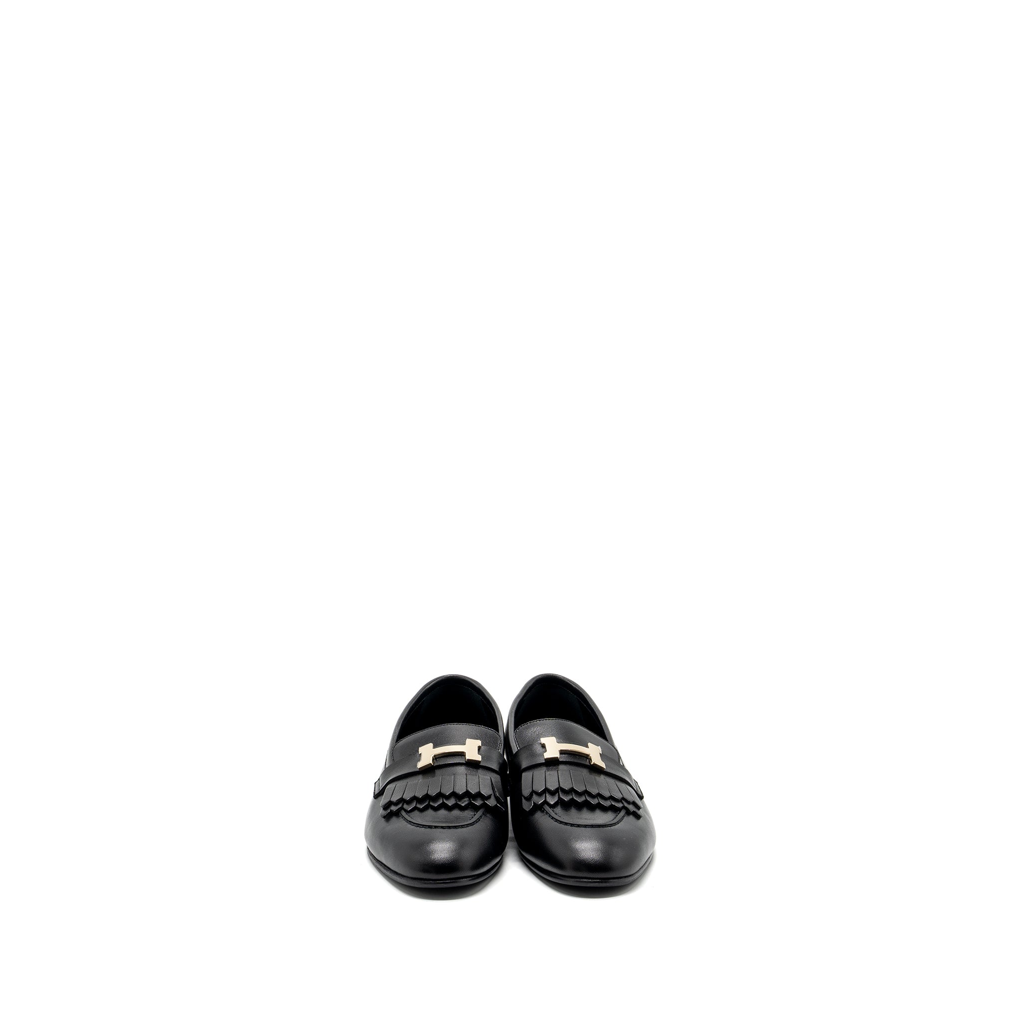 Hermes Size 38.5 Mocassins Royal Loafer Black GHW - Image 2