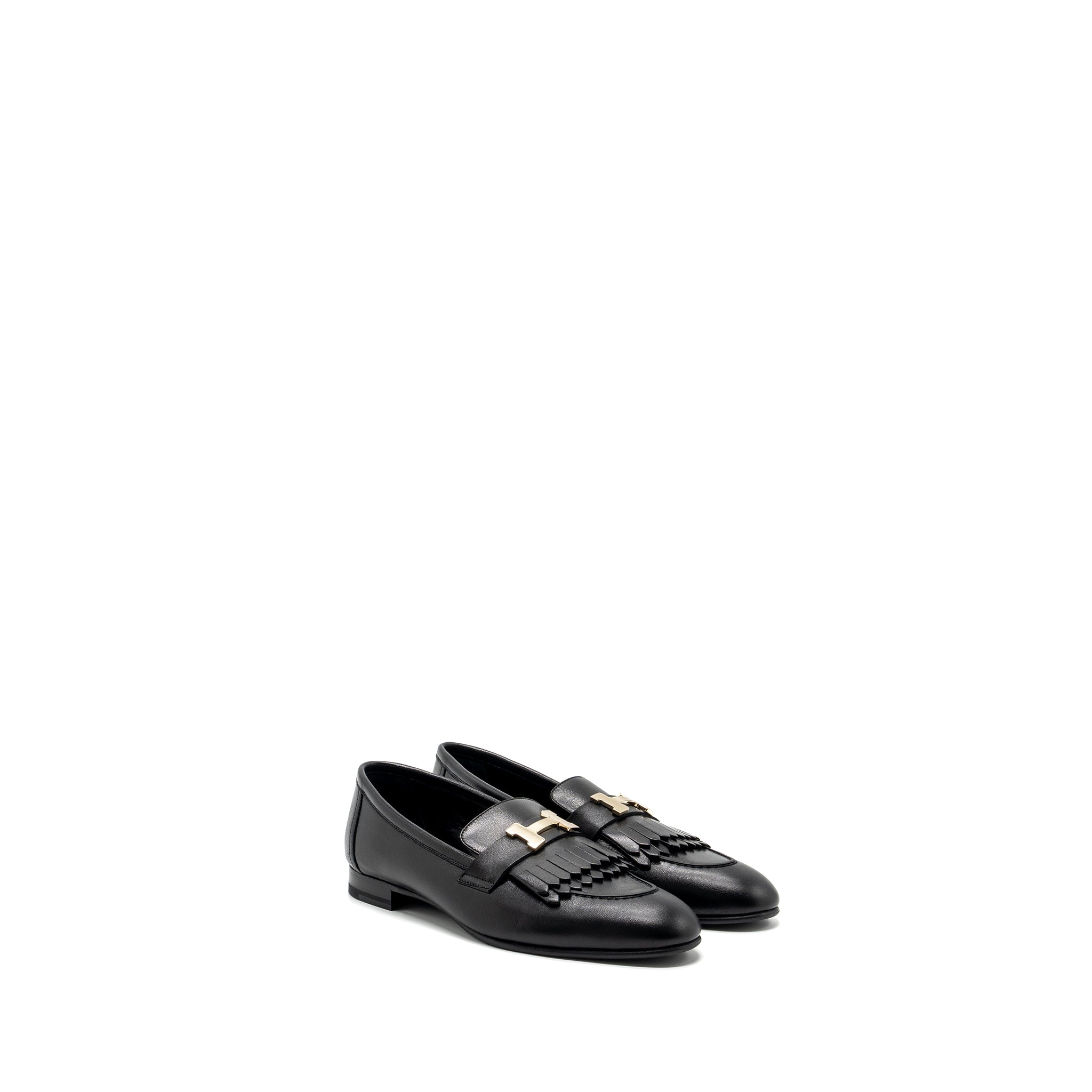 Hermes Size 38.5 Mocassins Royal Loafer Black GHW