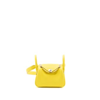 Hermes Mini Lindy Clemence Lime SHW stamp U
