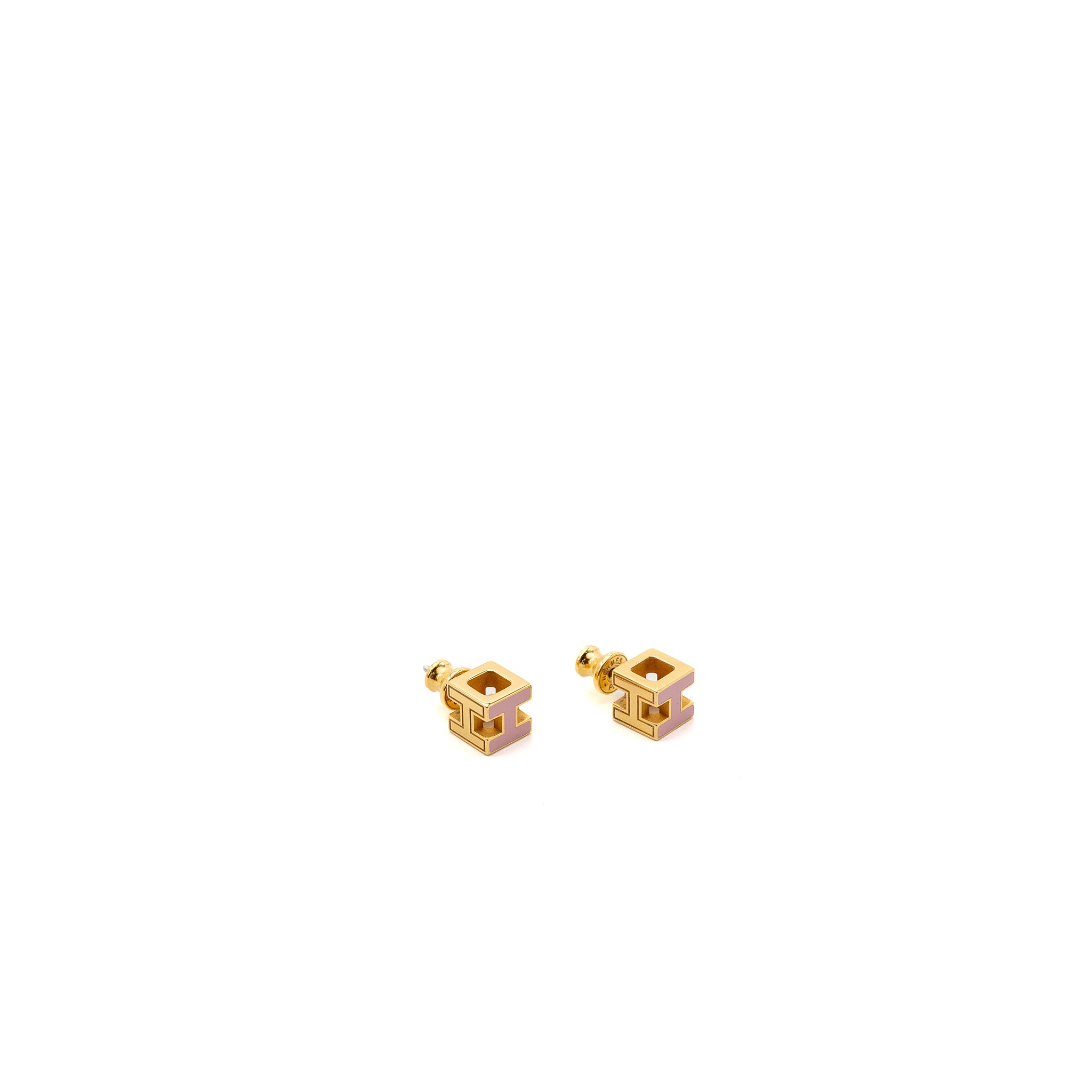 Hermes cage d’H earrings rose dragee RGHW - Image 2