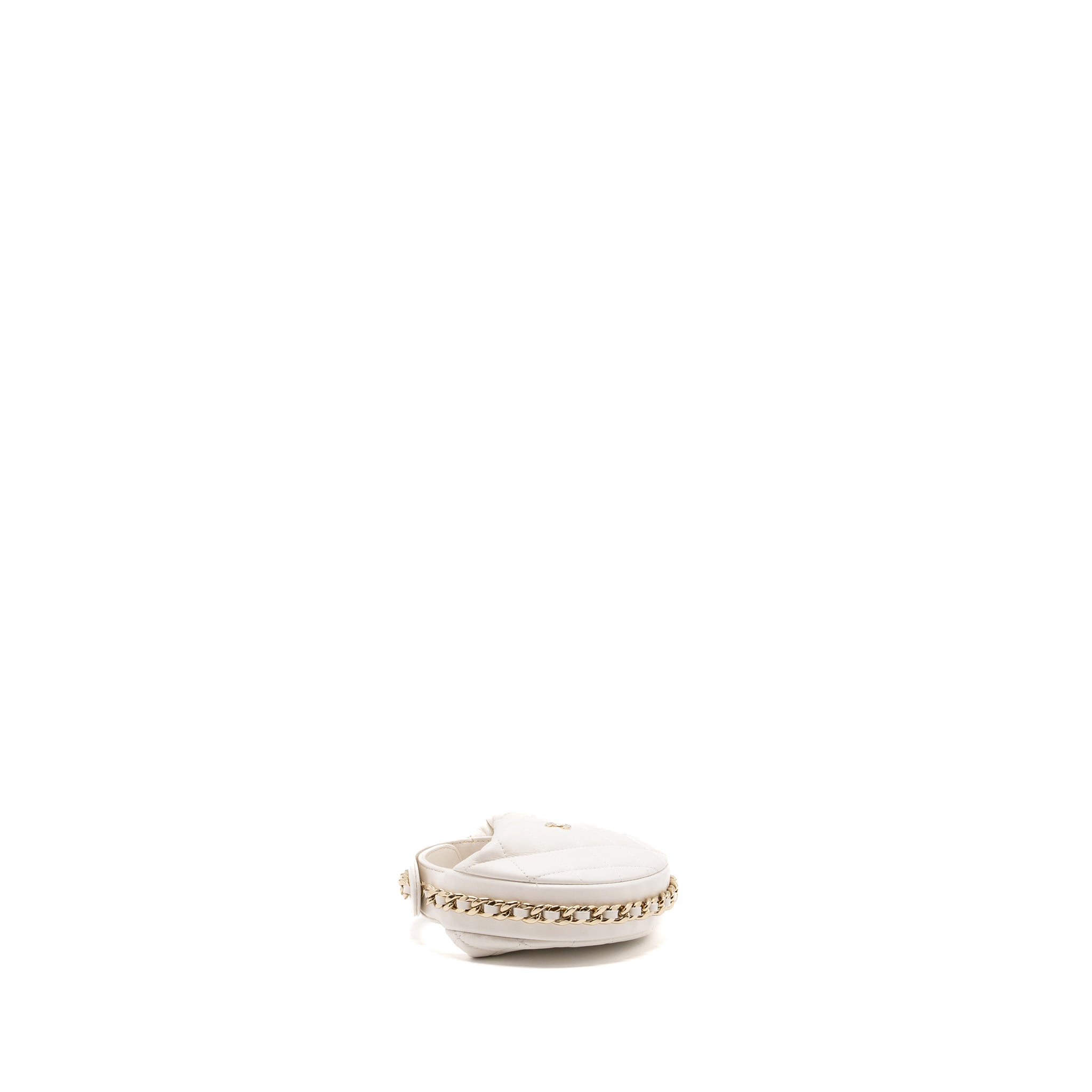 Chanel 23C Round Clutch Lambskin White LGHW (microchip) - Image 4