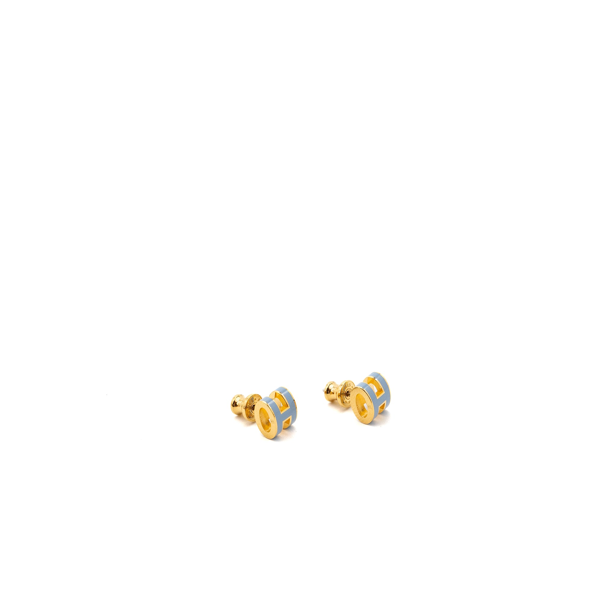 Hermes mini pop H earrings blue Lin GHW - Image 2