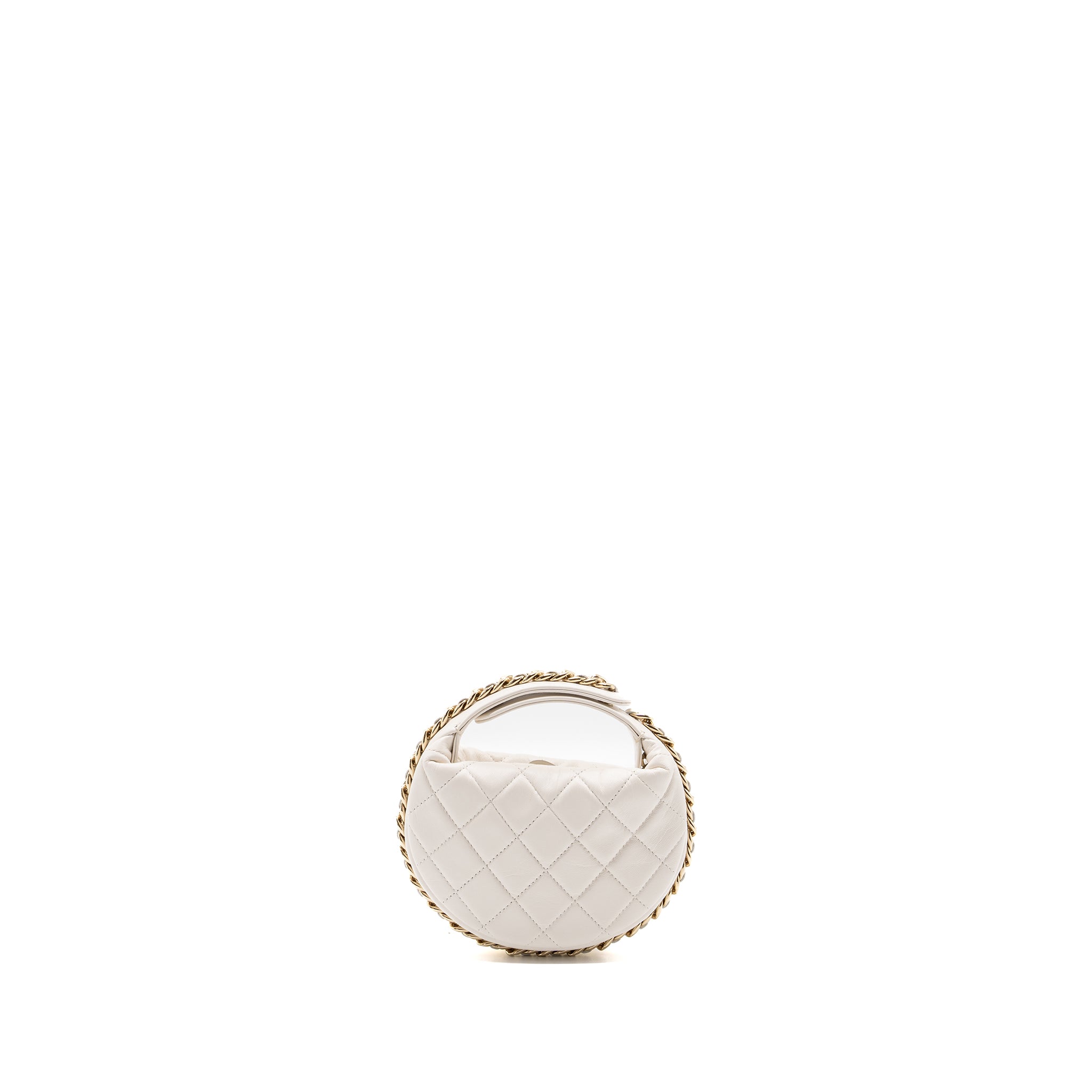 Chanel 23C Round Clutch Lambskin White LGHW (microchip) - Image 2