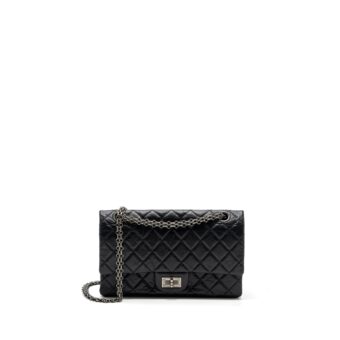 Chanel small 2.55 reissue flap bag aged calfskin black ruthenium hardware