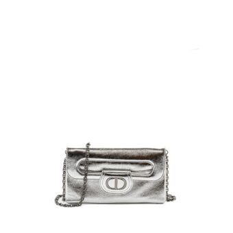 Dior Diordouble Clutch With Chains Calfskin Argent Black Hardware