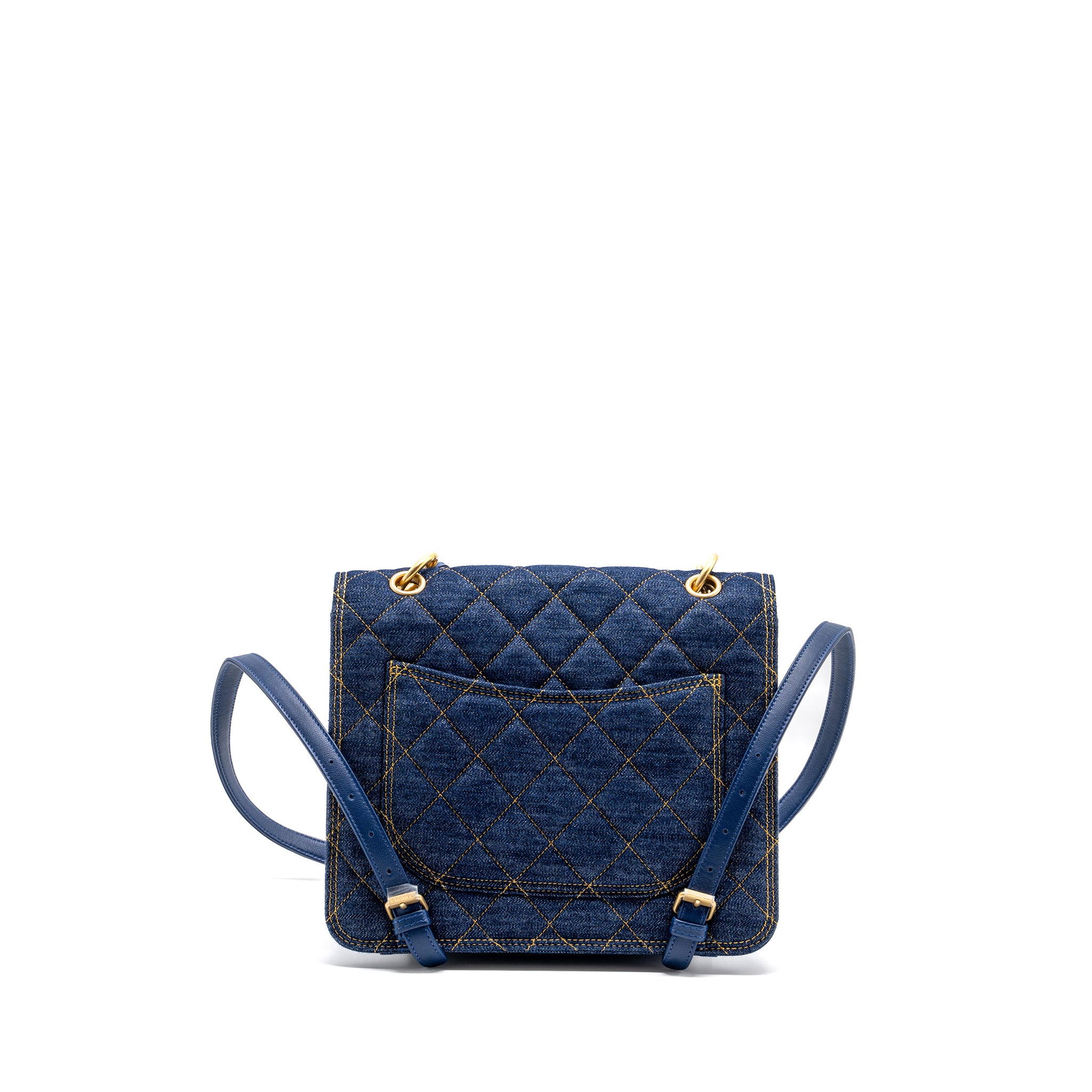 Chanel 23S flap backpack denim blue with GHW (microchip) - Image 4