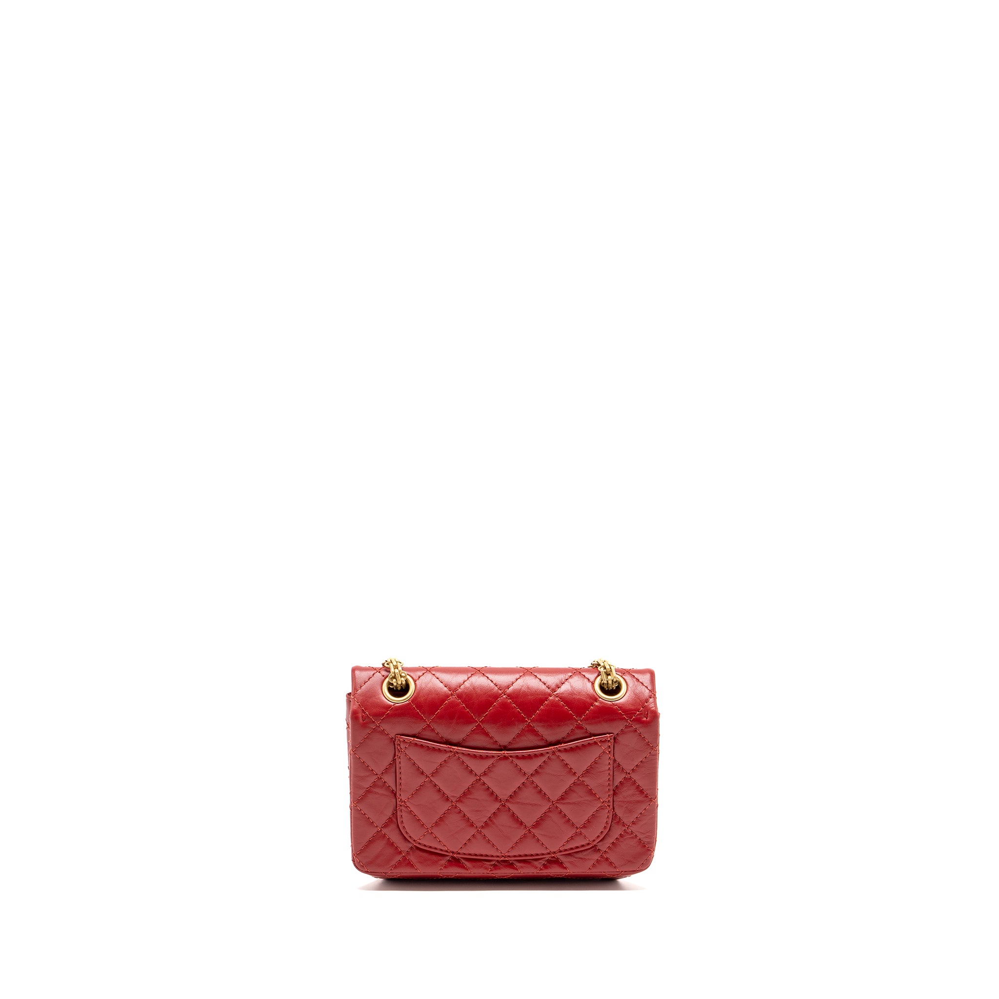 Chanel mini 2.55 Reissue flap bag aged calfskin red GHW - Image 2