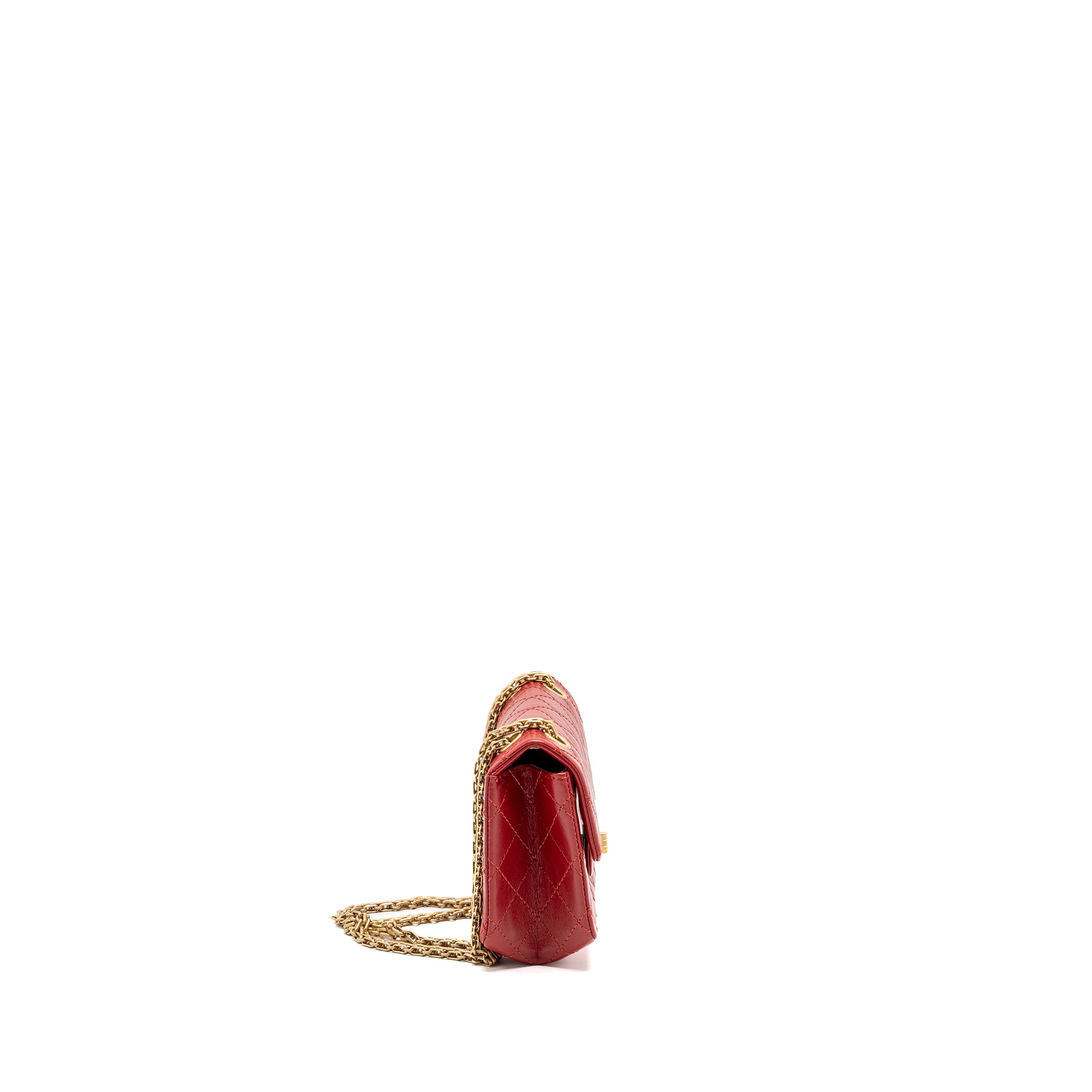 Chanel mini 2.55 Reissue flap bag aged calfskin red GHW - Image 3