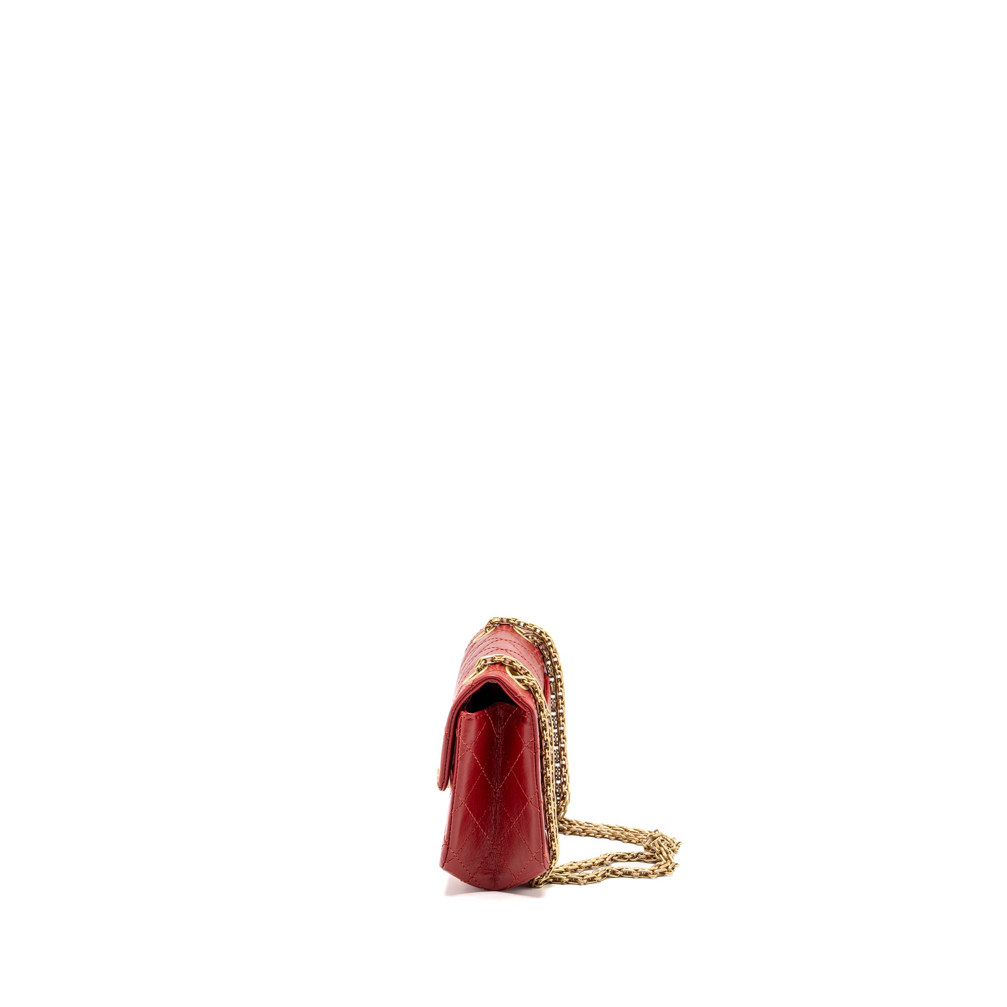 Chanel mini 2.55 Reissue flap bag aged calfskin red GHW - Image 4