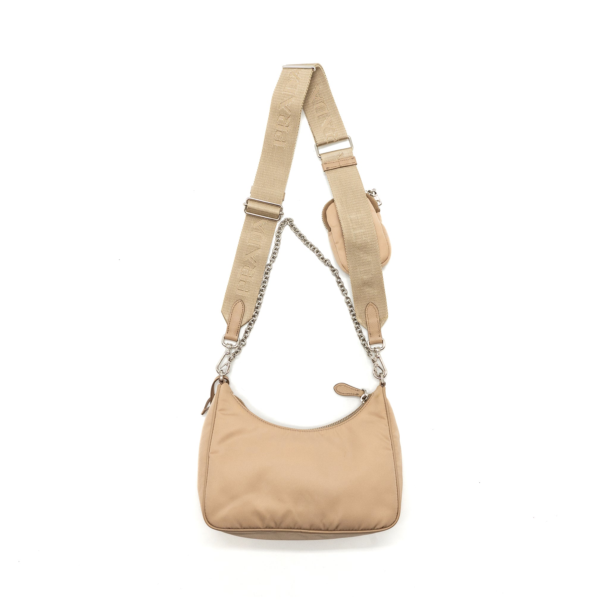 Prada Re-edition 2005 Shoulder Bag Re-Nylon Beige SHW - Image 2