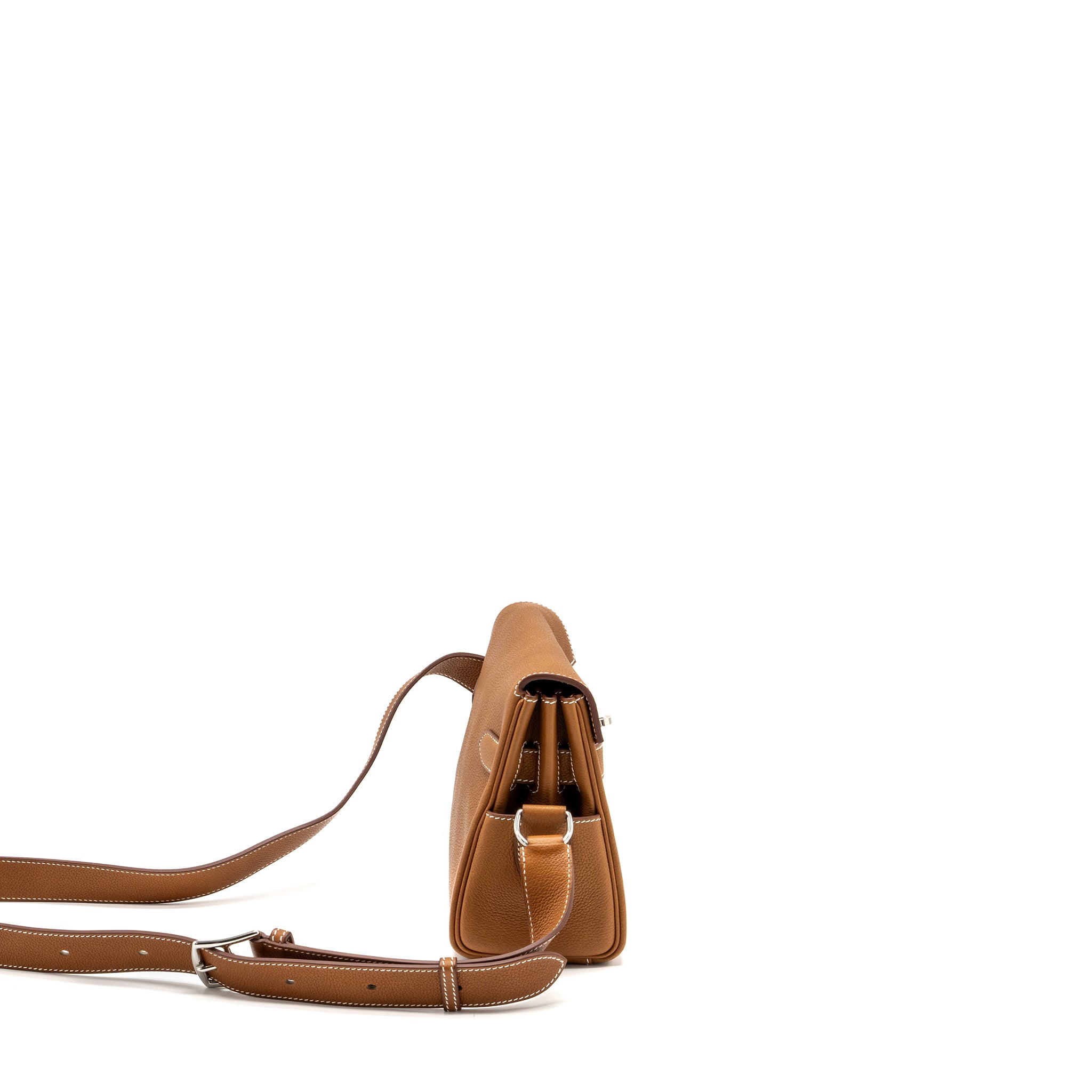 Hermes Kelly Messanger PM bag Barenia Faubourg leather 34 Fauve SHW Stamp B - Image 3