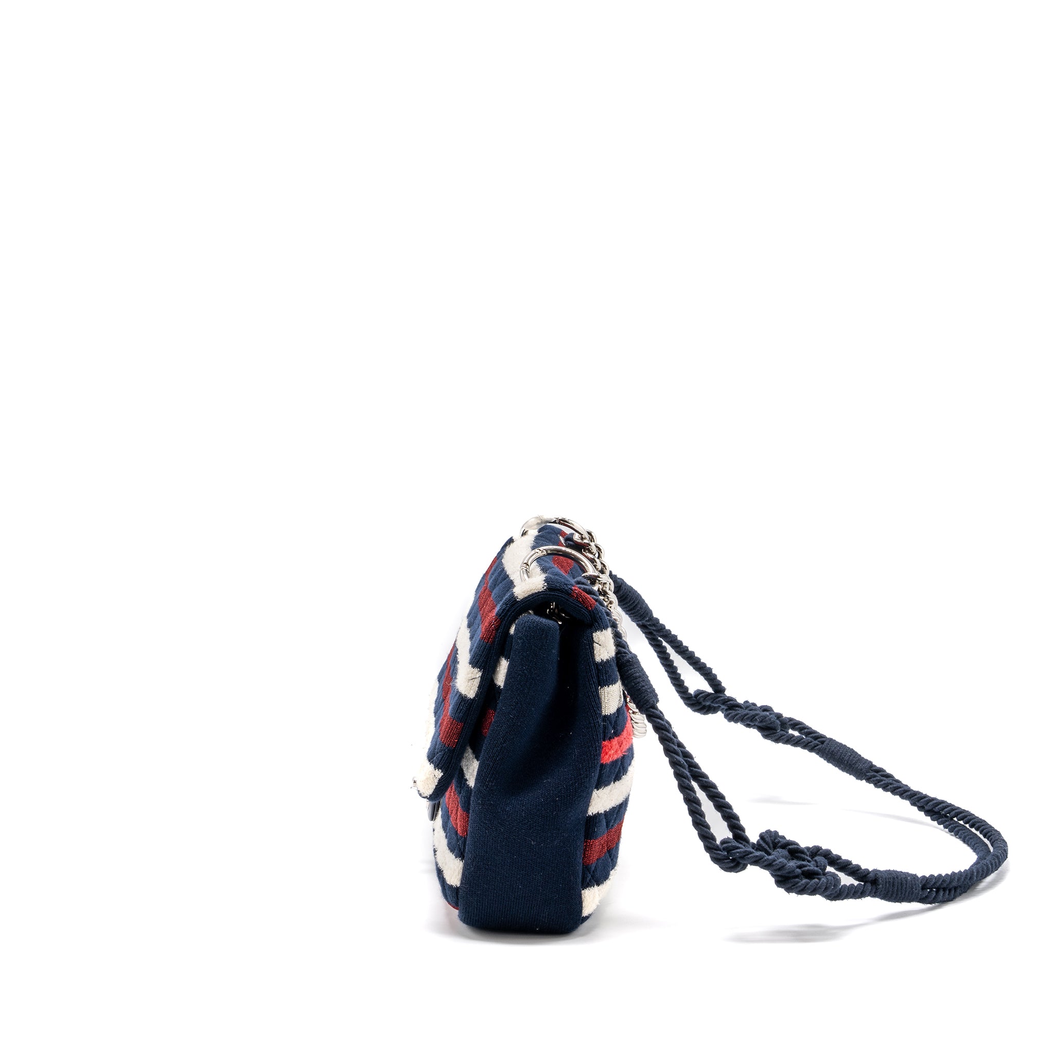 Chanel quilted flap bag fabric multicolour blue / red / white SHW - Image 3