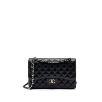 CHANEL JUMBO CLASSIC DOUBLE FLAP Caviar BLACK SHW