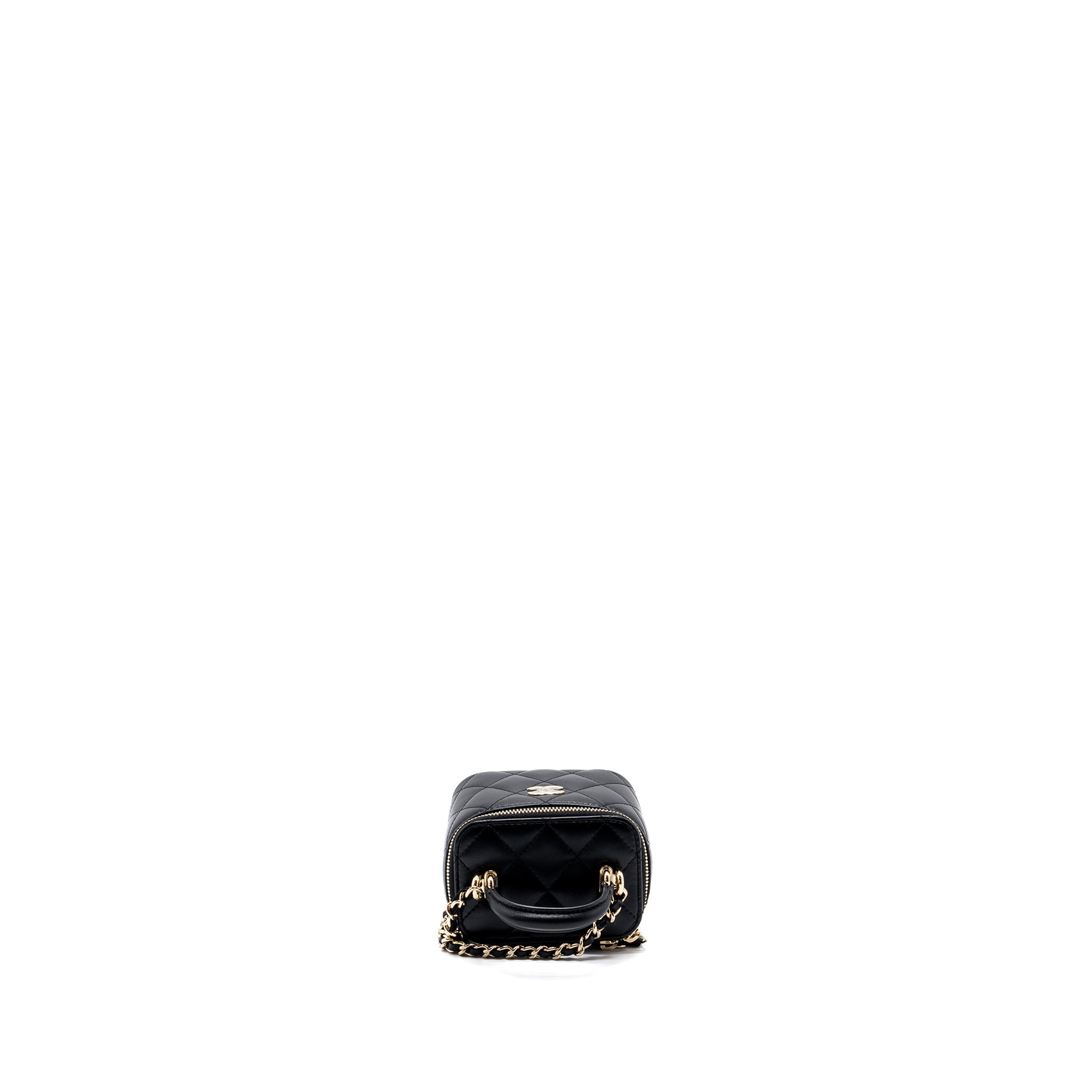 Chanel Top Handle Mini Vanity Case with chains Lambskin Black LGHW - Image 3