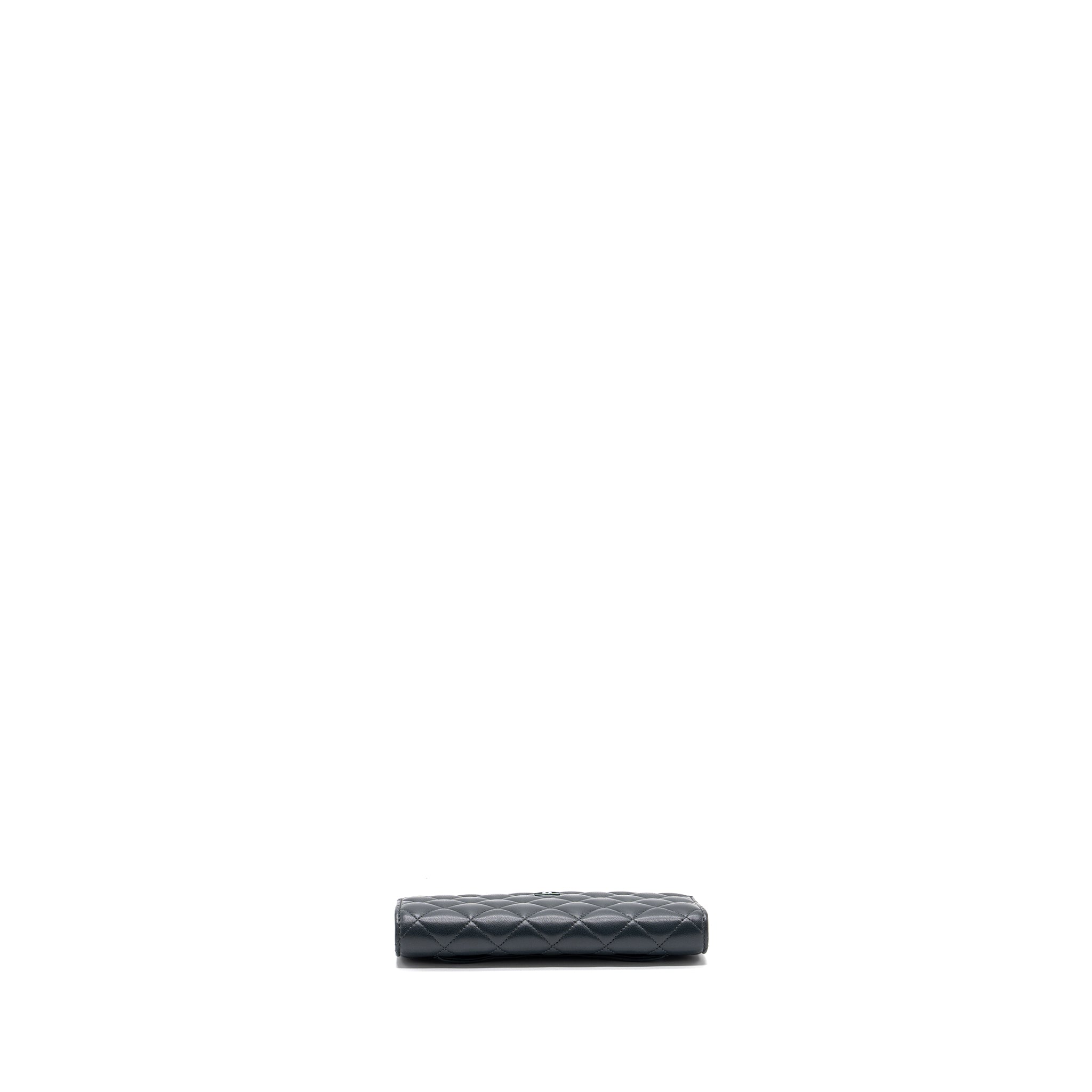 Chanel Long Wallet Lambskin Dark Grey/Green in Green Hardware - Image 6