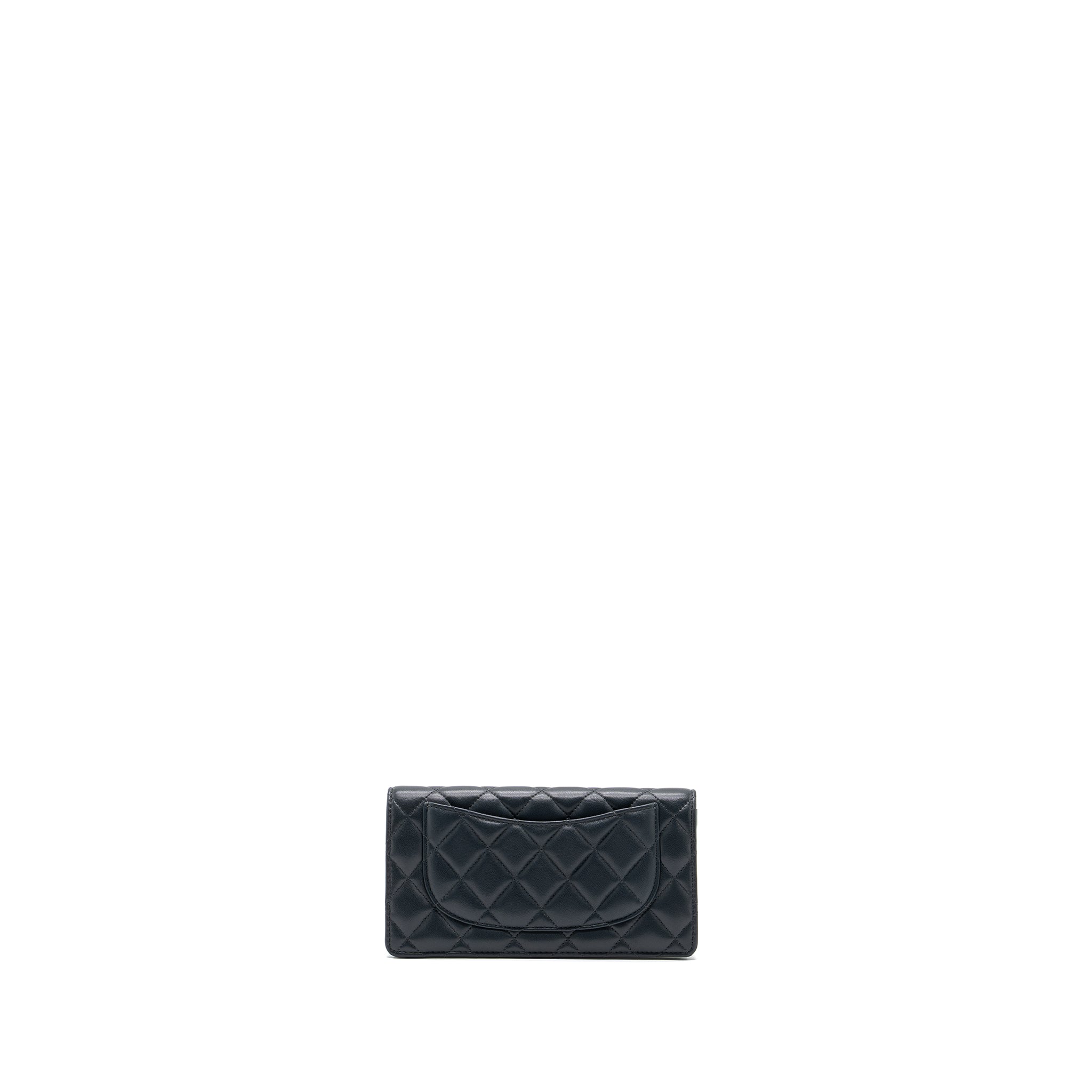 Chanel Long Wallet Lambskin Dark Grey/Green in Green Hardware - Image 4