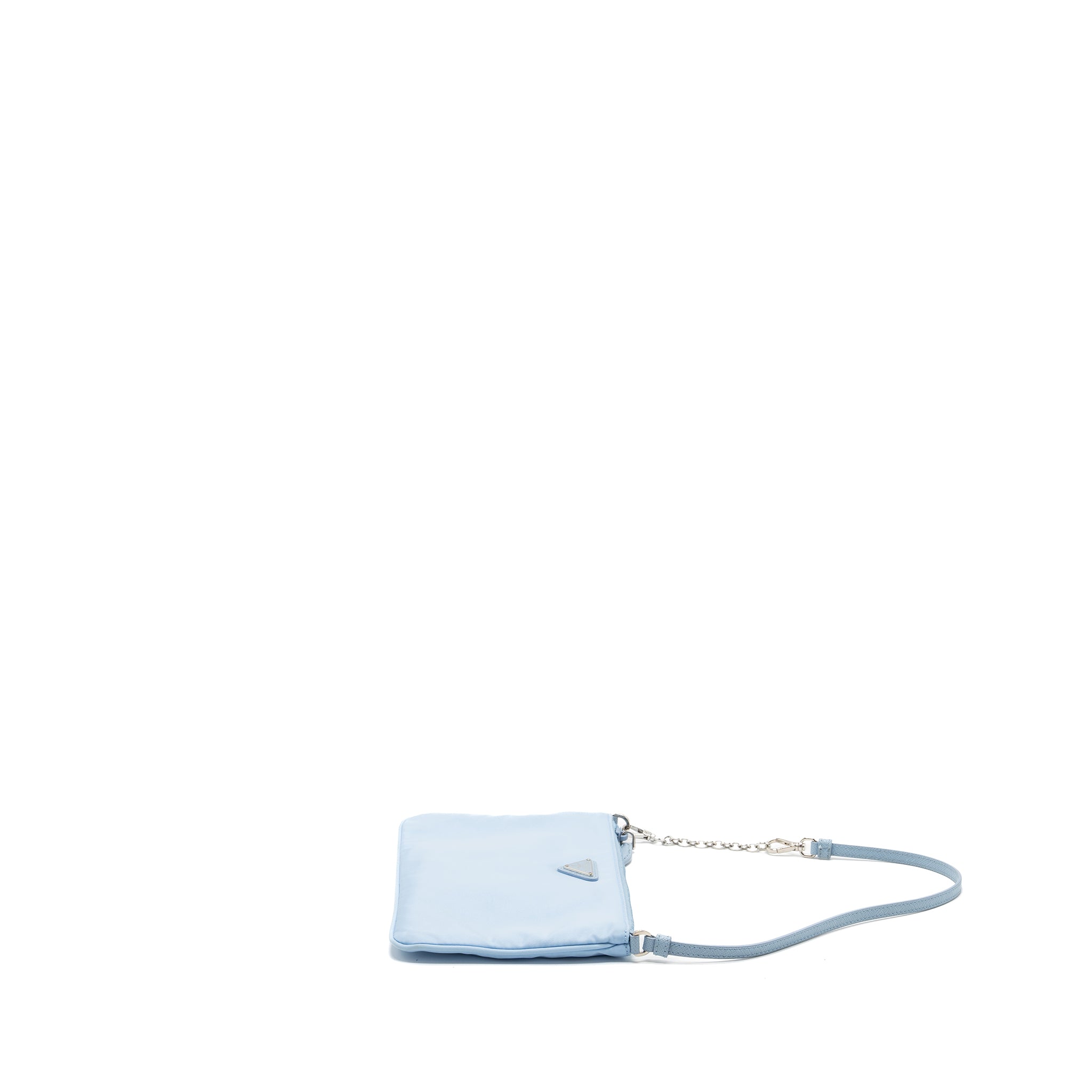 Prada Re-Nylon zip shoulder bag light blue SHW - Image 4
