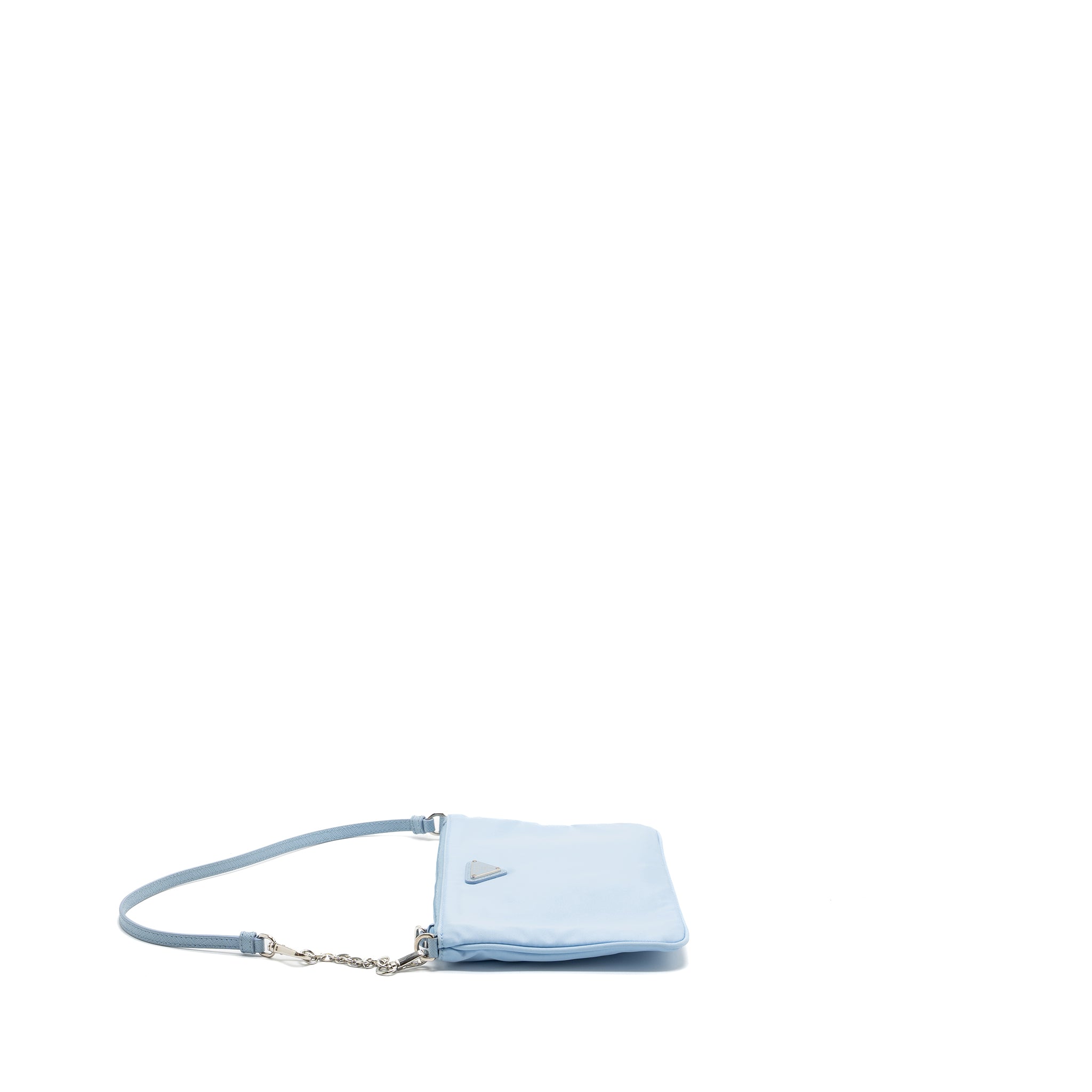 Prada Re-Nylon zip shoulder bag light blue SHW - Image 3